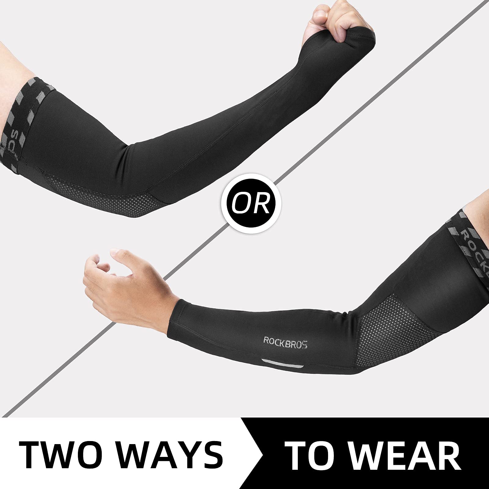 ROCKBROS Arm Warmers Thermal Arm Sleeves with Thumb Holes for Men Women - Image 4