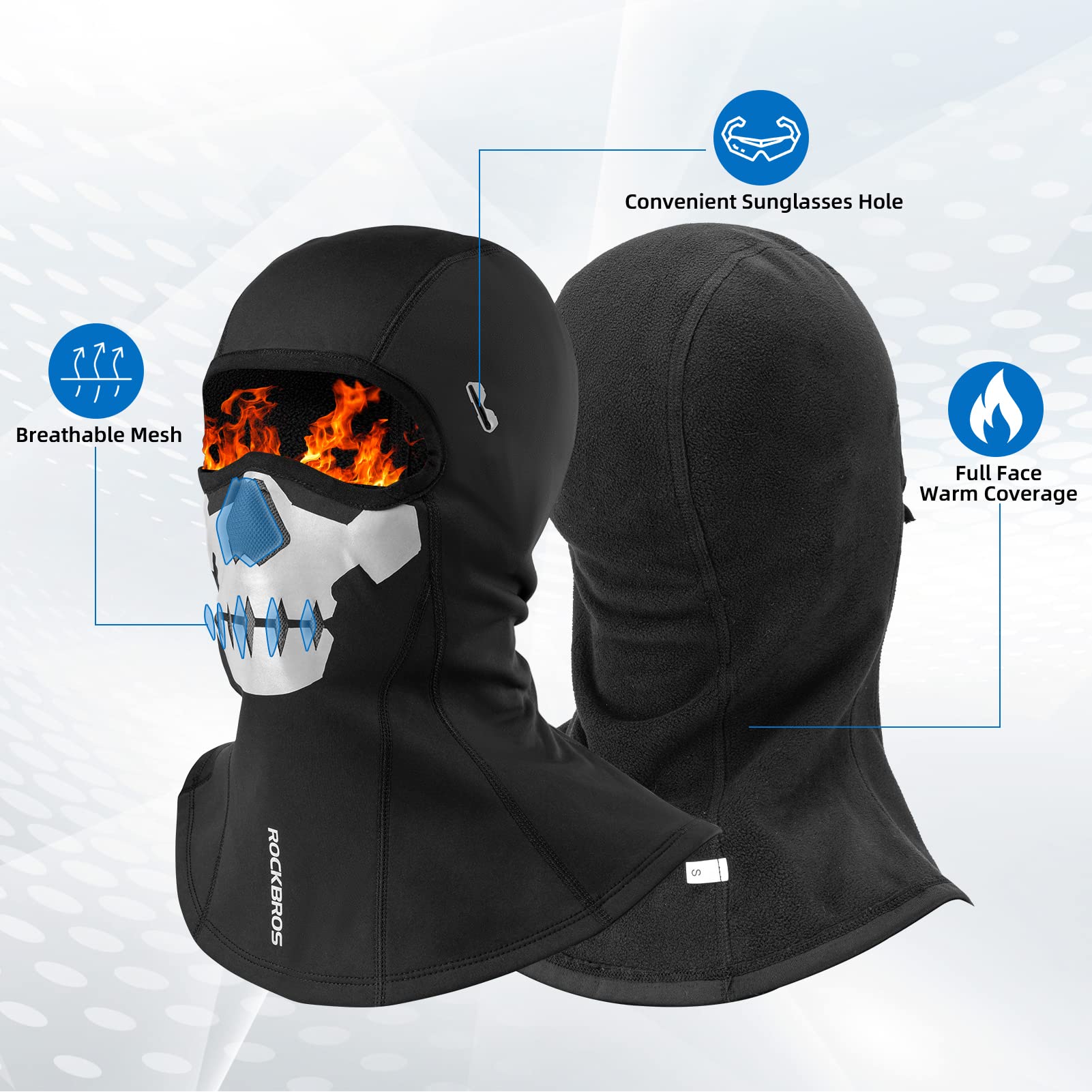 ROCKBROS Balaclava Ski Mask Full Face Winter Fleece Hood for Skiing Cycling - Image 3