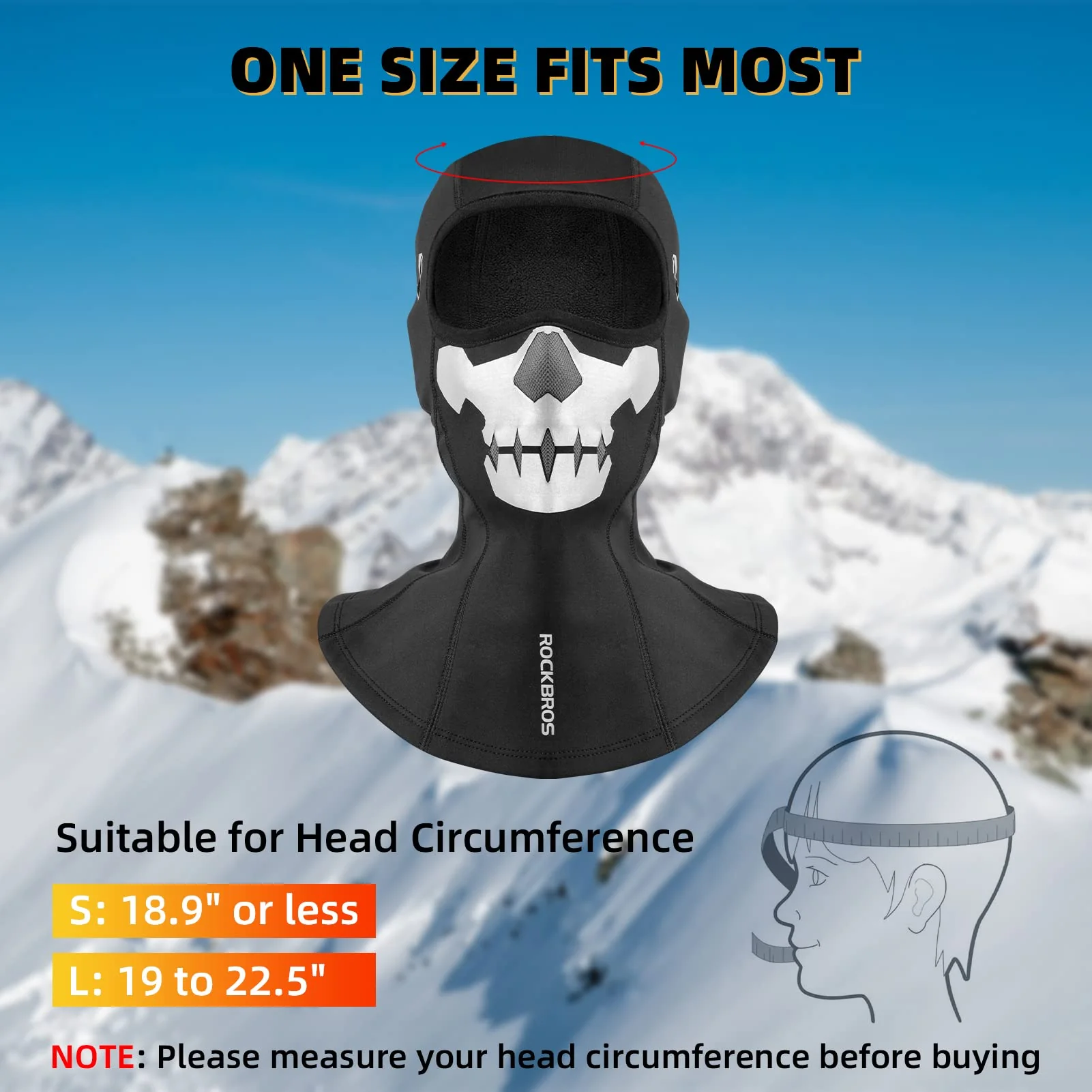 ROCKBROS Balaclava Ski Mask Full Face Winter Fleece Hood for Skiing Cycling - Image 5