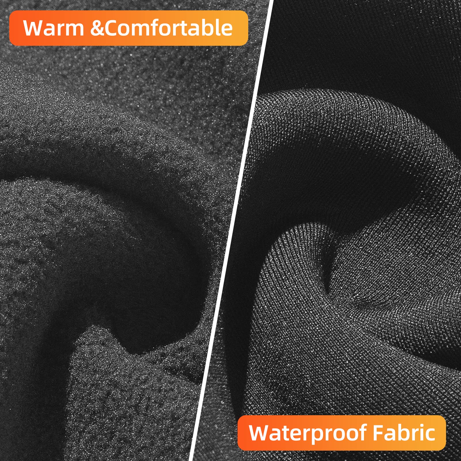 ROCKBROS Balaclava Ski Mask with Zipper Waterproof Winter Fleece Hood Black - Image 3