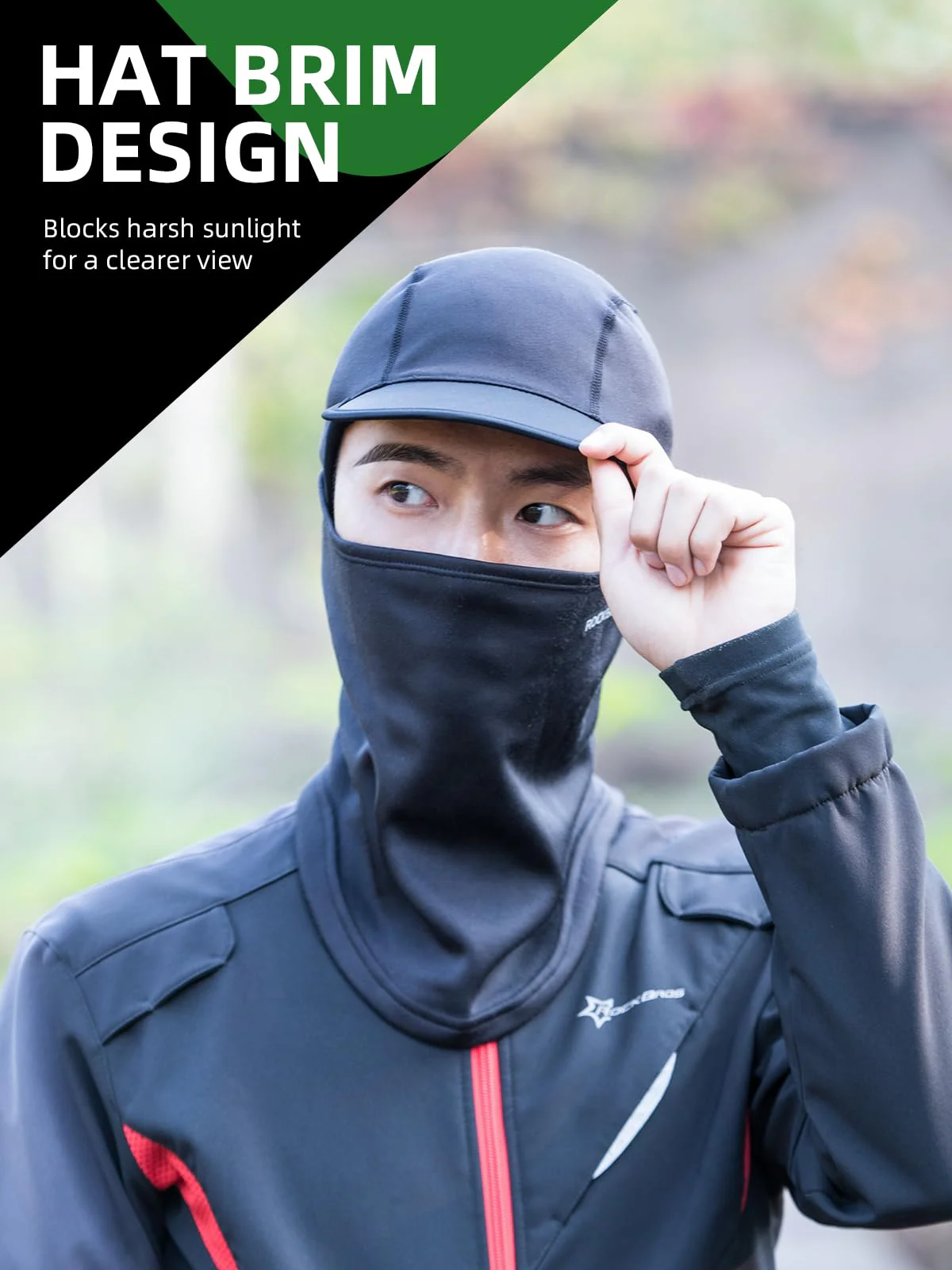 ROCKBROS Balaclava Thermal Full Face Ski Mask with Brim Windproof Neck Warmer - Image 3