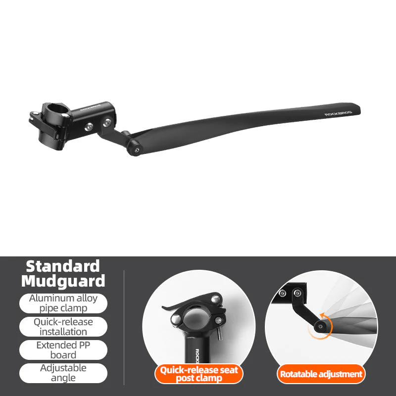 ROCKBROS Bicycle Front and Rear Fender Set - Quick Release, Adjustable - Image 4
