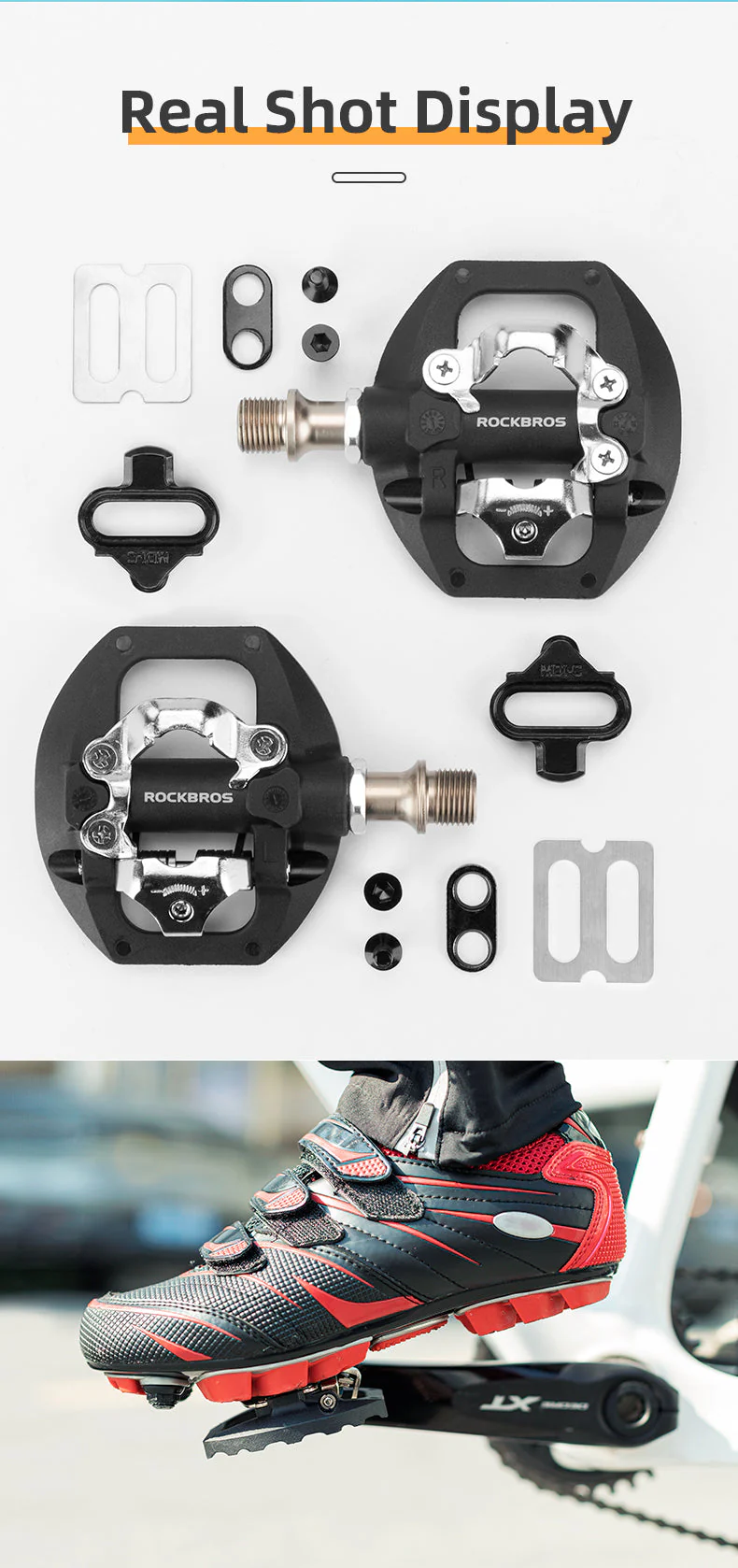 ROCKBROS SPD Dual-Purpose Bike Pedals - Compatible with Shimano MTB/Road - Image 16