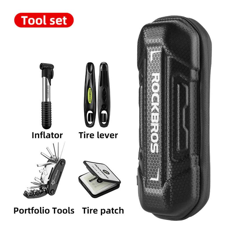 ROCKBROS Bicycle Repair Tools Kit Bag Bike Tool Set Wrench Tire Patch Levers Inflator - Image 2