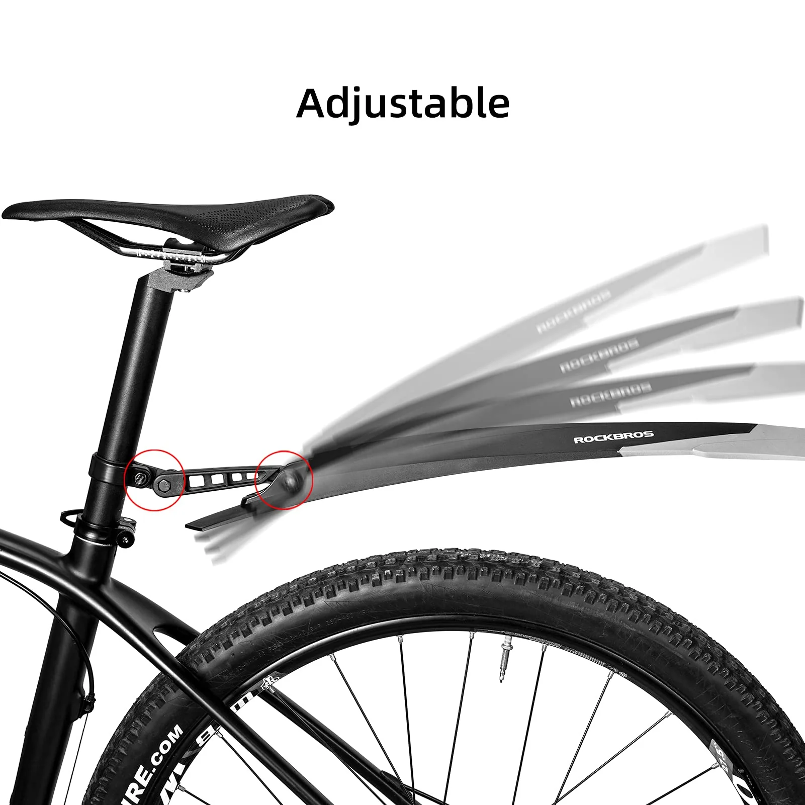 ROCKBROS Bike Adjustable MTB Mudguard Front/Rear Cycling Fender Bike Guards - Image 3