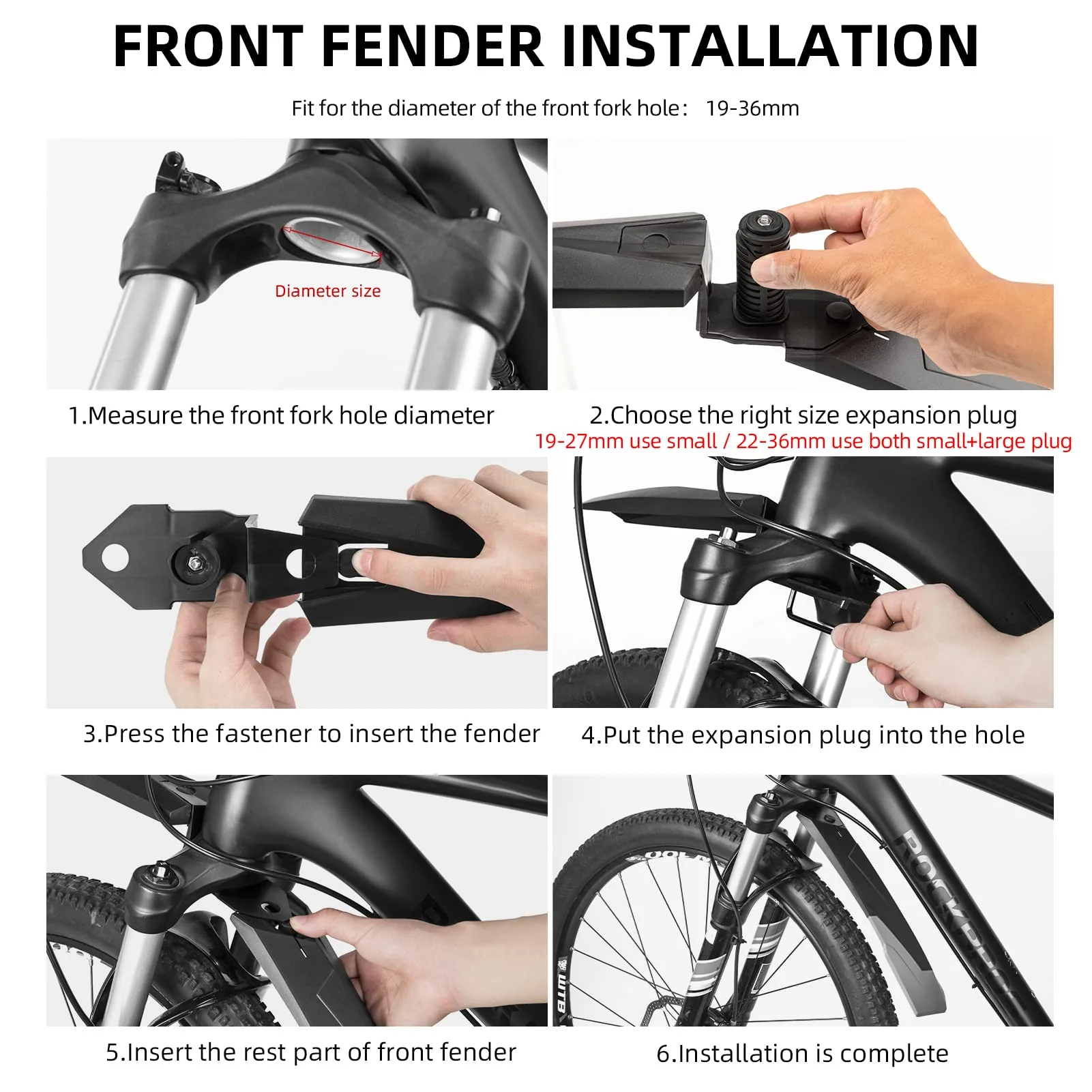 ROCKBROS Bike Adjustable MTB Mudguard Front/Rear Cycling Fender Bike Guards - Image 7