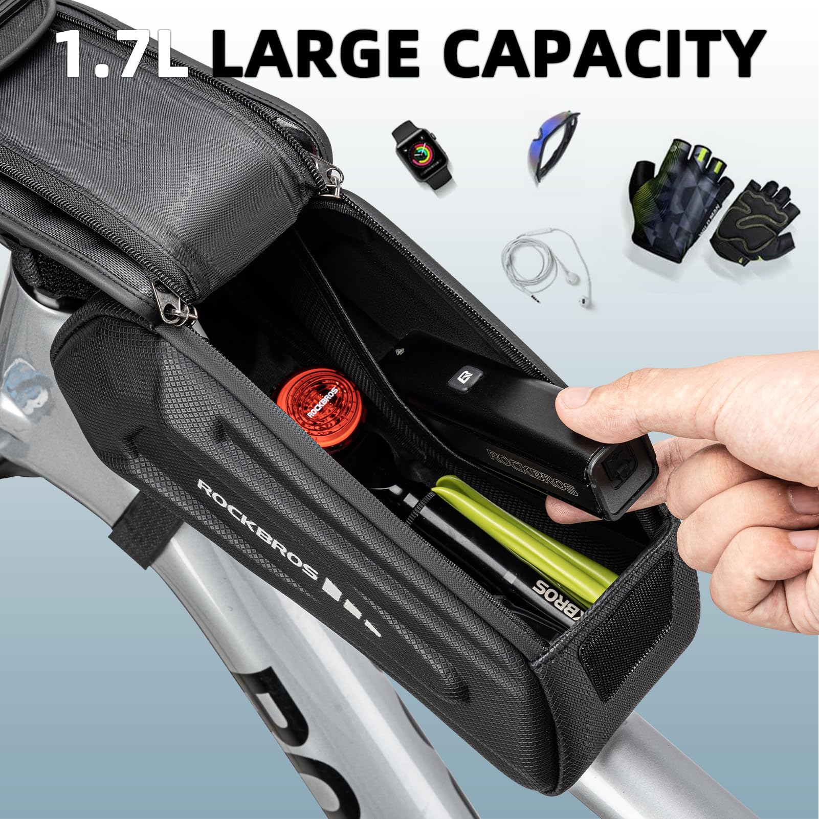 ROCKBROS Bike Bag Under 6.8” Bicycle Accessories Pouch, EVA Waterproof - Image 13