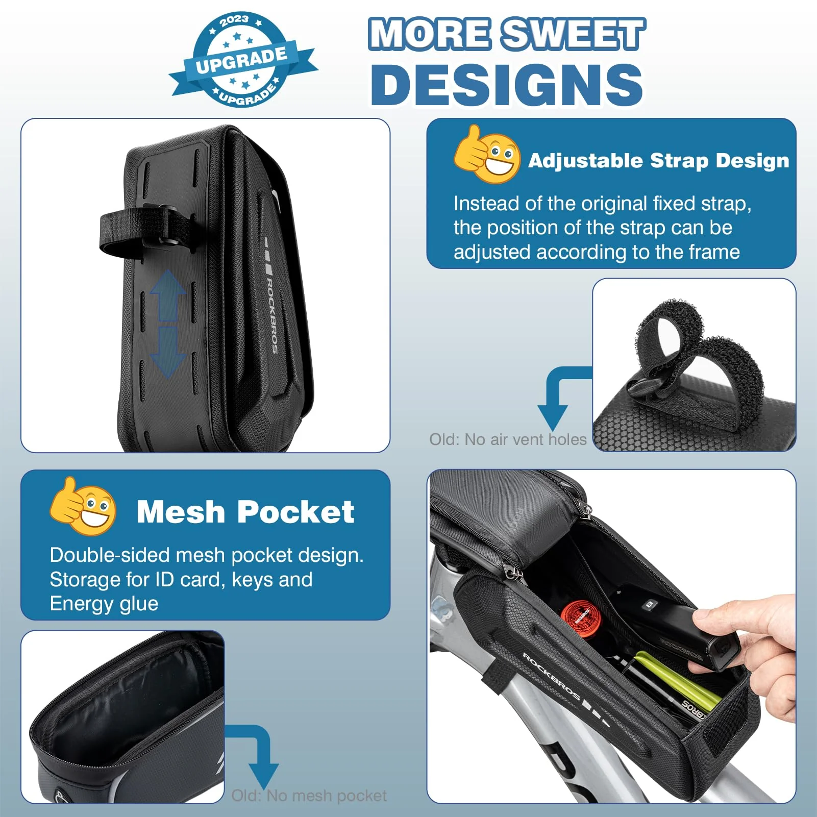ROCKBROS Bike Bag Under 6.8” Bicycle Accessories Pouch, EVA Waterproof - Image 14