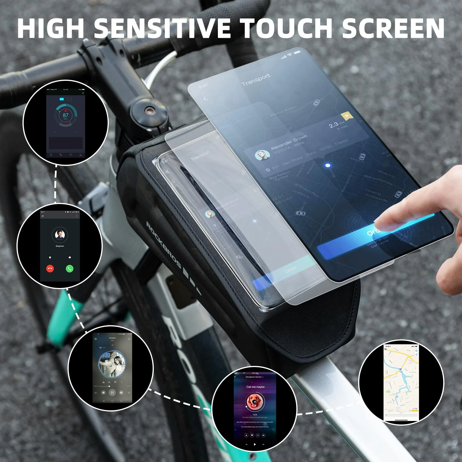 ROCKBROS Bike Bag Under 6.8” Bicycle Accessories Pouch, EVA Waterproof - Image 5