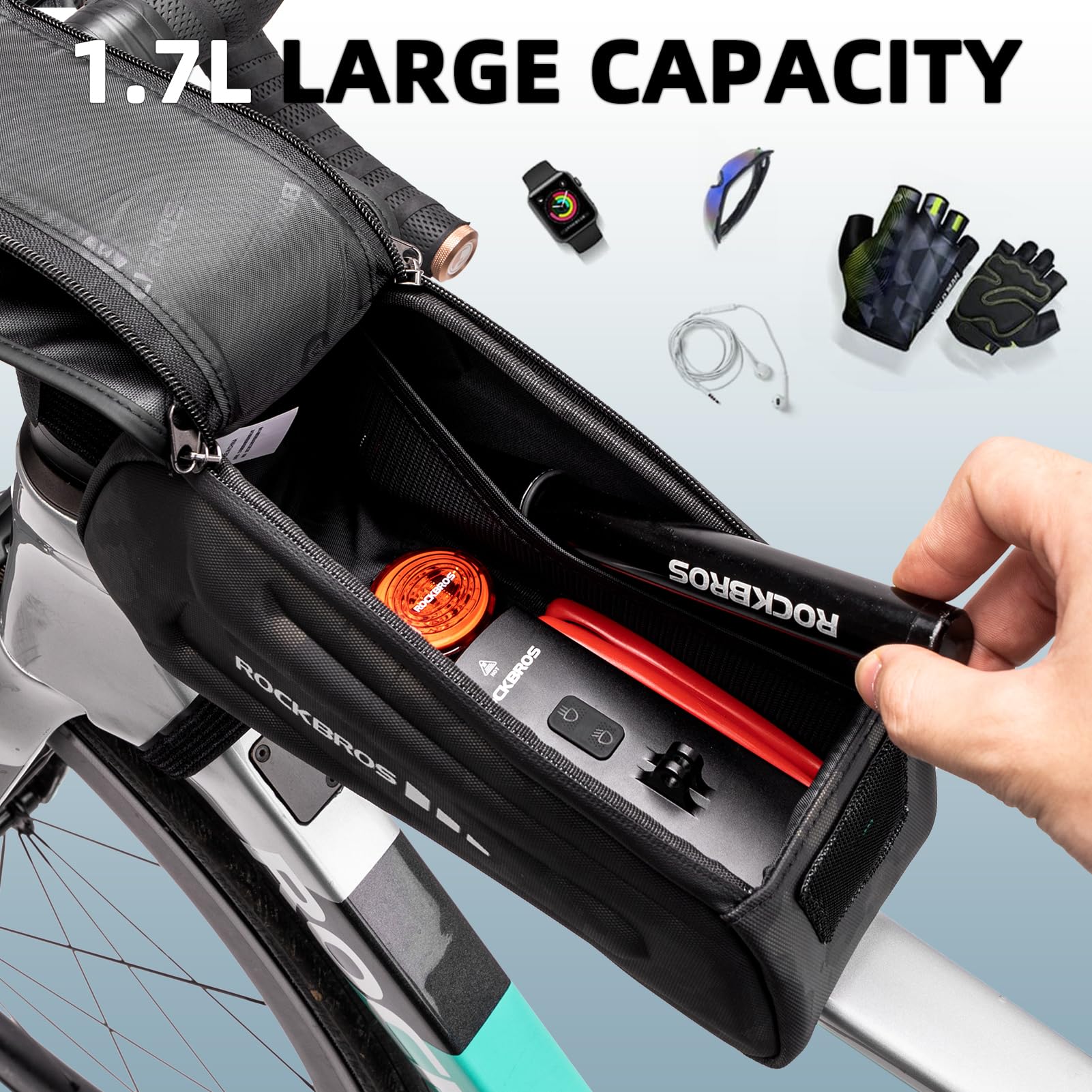 ROCKBROS Bike Bag Under 6.8” Bicycle Accessories Pouch, EVA Waterproof - Image 6