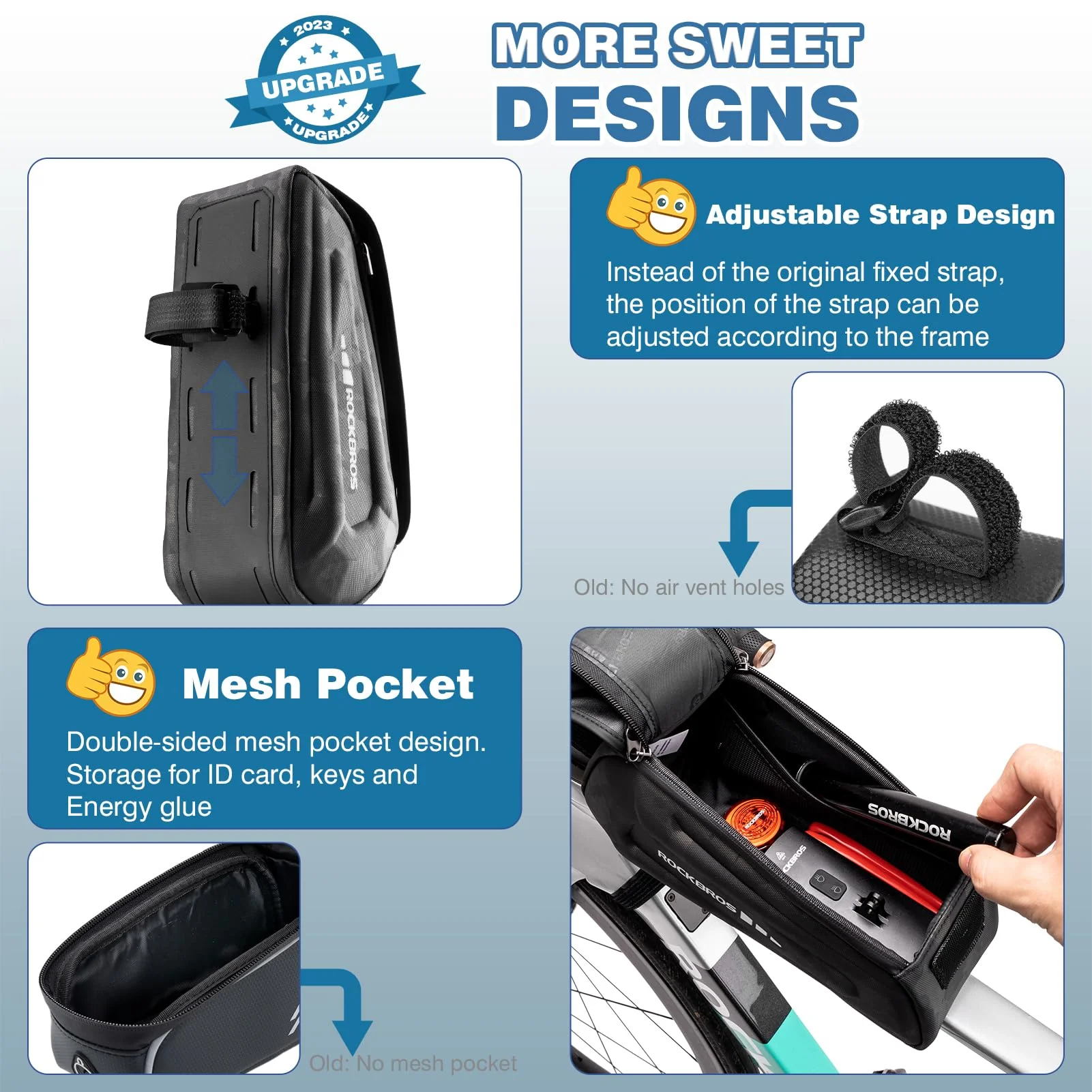 ROCKBROS Bike Bag Under 6.8” Bicycle Accessories Pouch, EVA Waterproof - Image 7