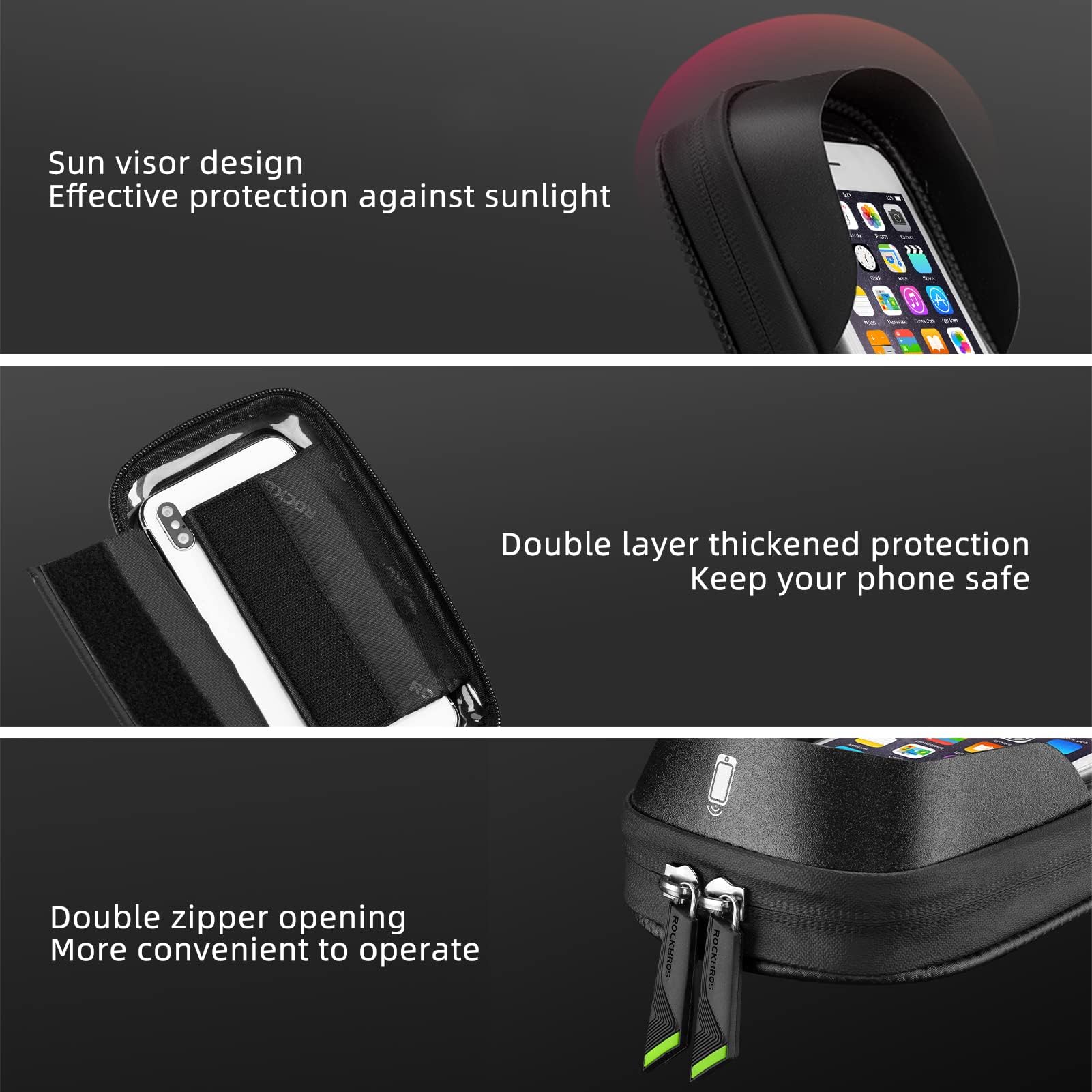 ROCKBROS Waterproof Bike Top Tube Bag - Phone Bag for 6.2” & Under - Image 4
