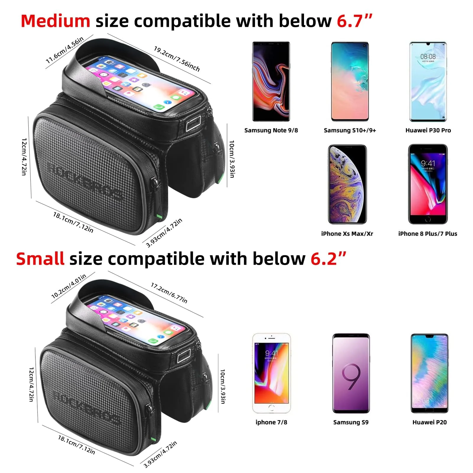 ROCKBROS Waterproof Bike Top Tube Bag - Phone Bag for 6.2” & Under - Image 5