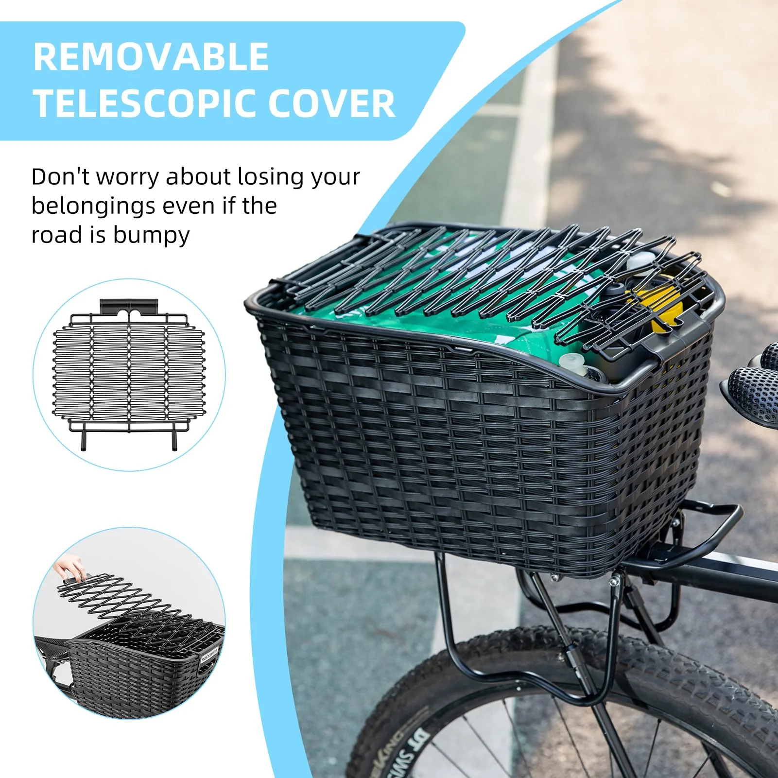 ROCKBROS Bike Basket Rear Durable 30L Lightweight Cargo Basket Easy to Install - Image 3