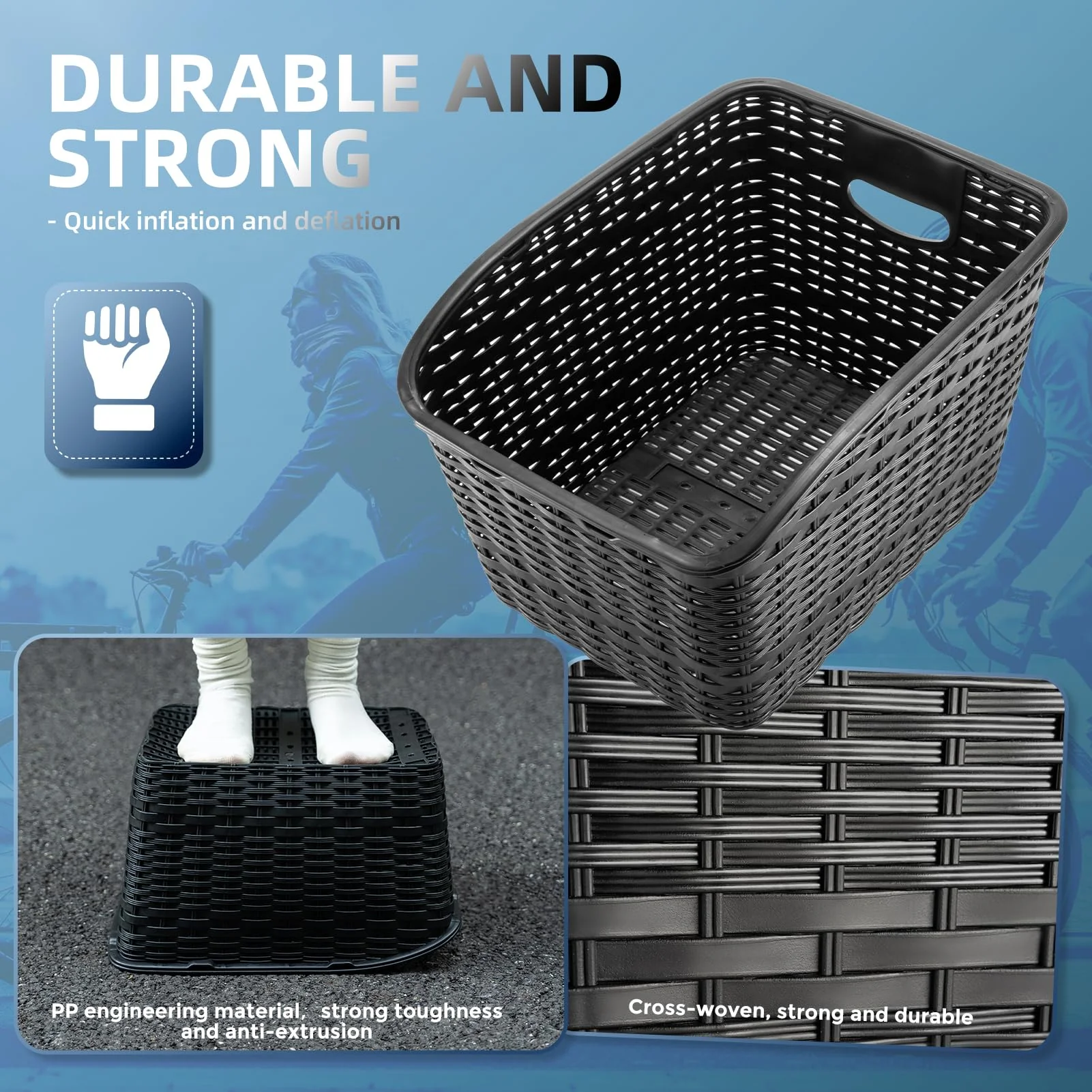 ROCKBROS Bike Basket Rear Durable 30L Lightweight Cargo Basket Easy to Install - Image 4
