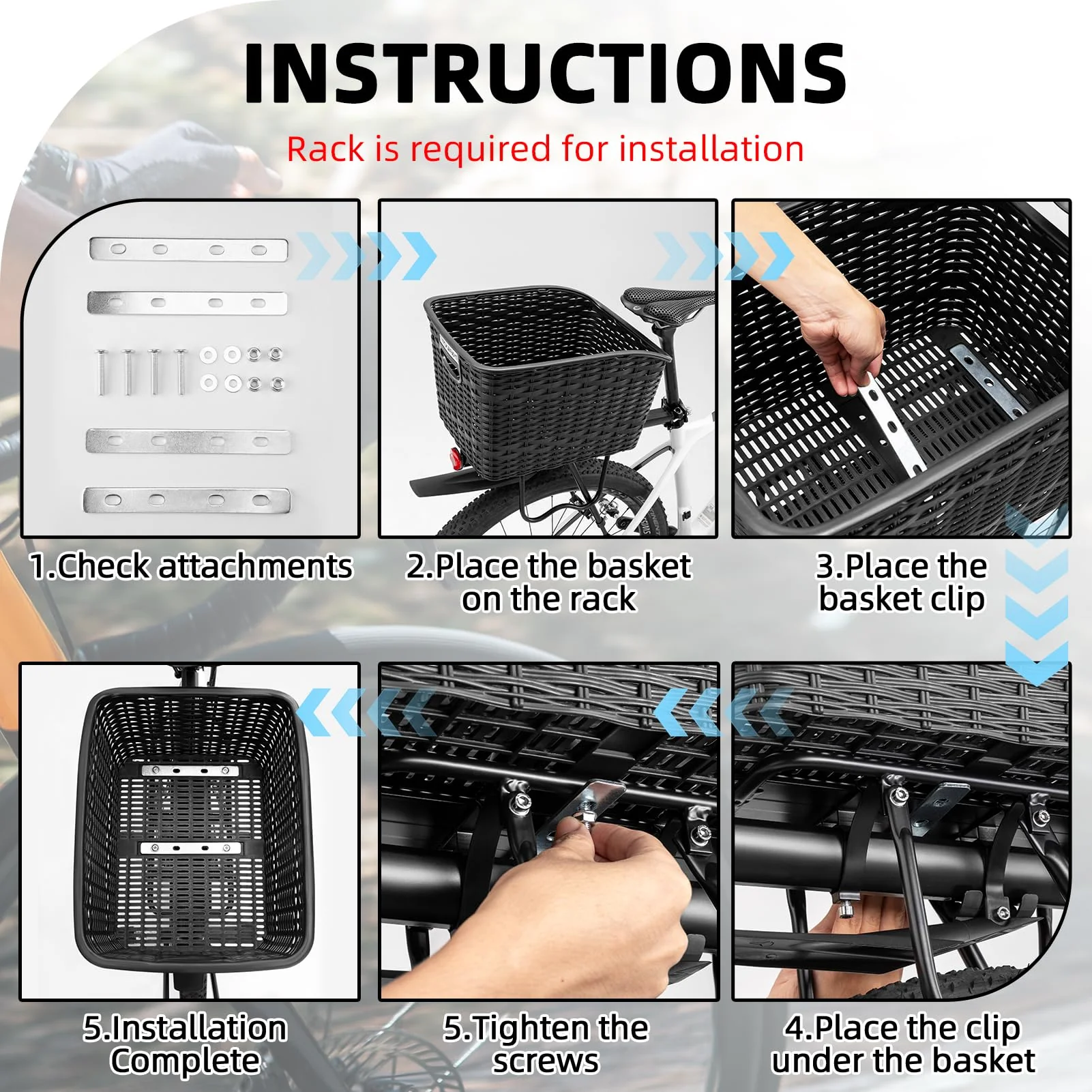 ROCKBROS Bike Basket Rear Durable 30L Lightweight Cargo Basket Easy to Install - Image 6
