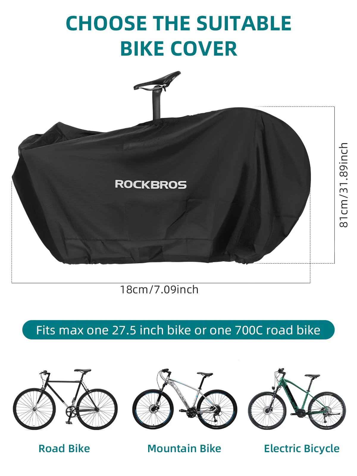 ROCKBROS Bike Cover for 19-27.5 inches Bikes Bike Storage Bag Foldable Storage Bag - Image 3