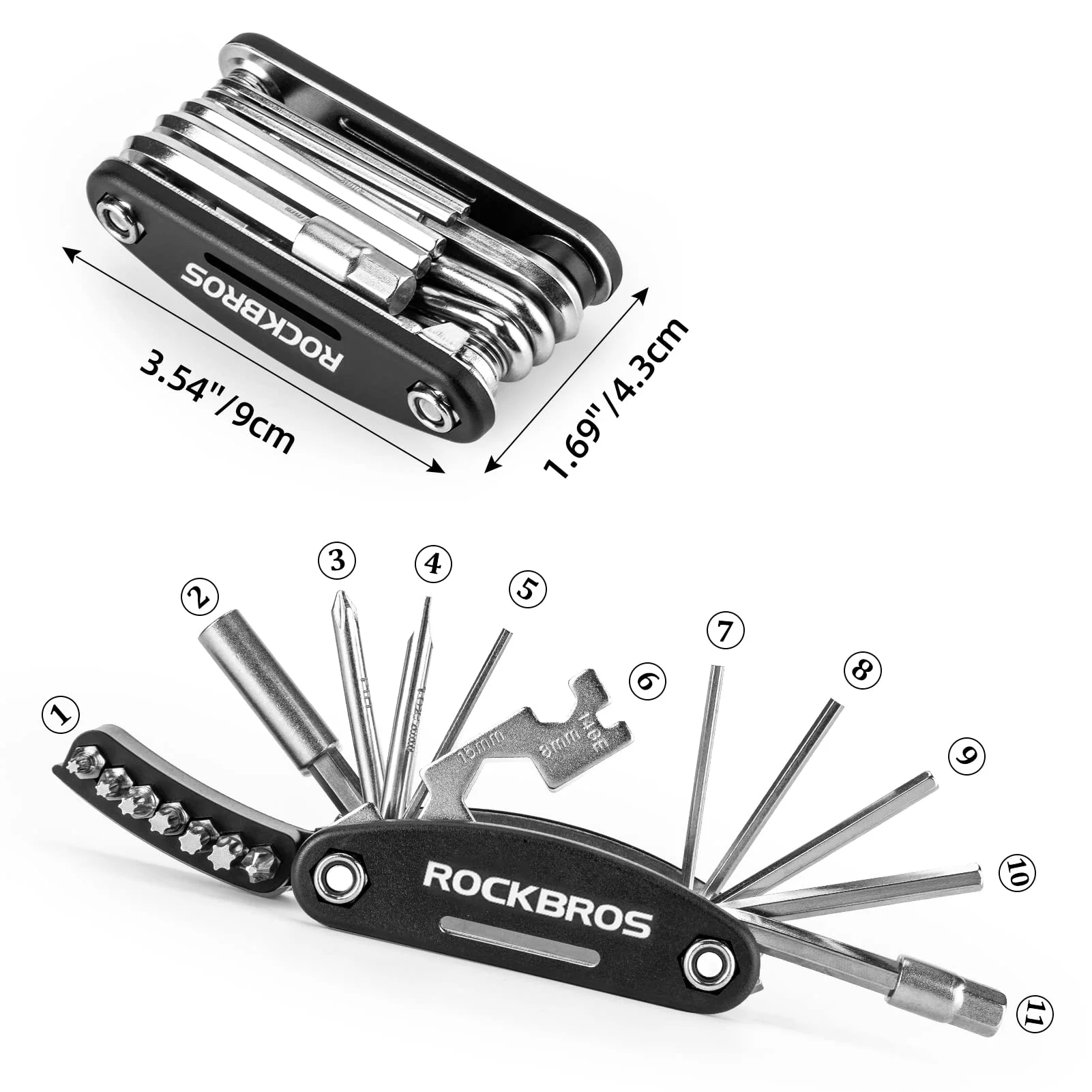 ROCKBROS Bike Foldable Repair Kit 16-in-1 Multi-Function Portable Allen Wrench and Tire Lever - Image 7