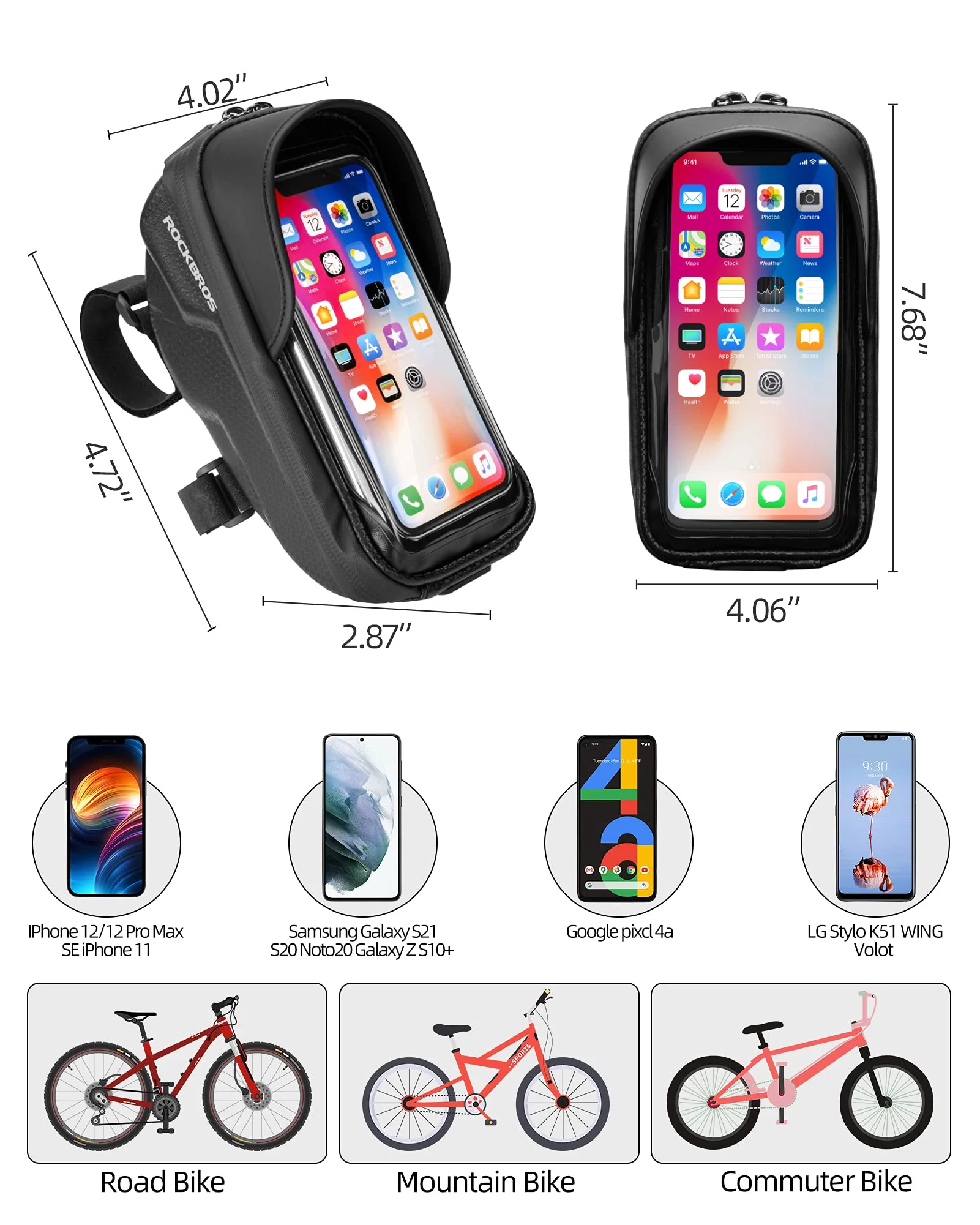 ROCKBROS Bike Front Frame HandlebarWaterproof Bag below 6.5" - Image 10