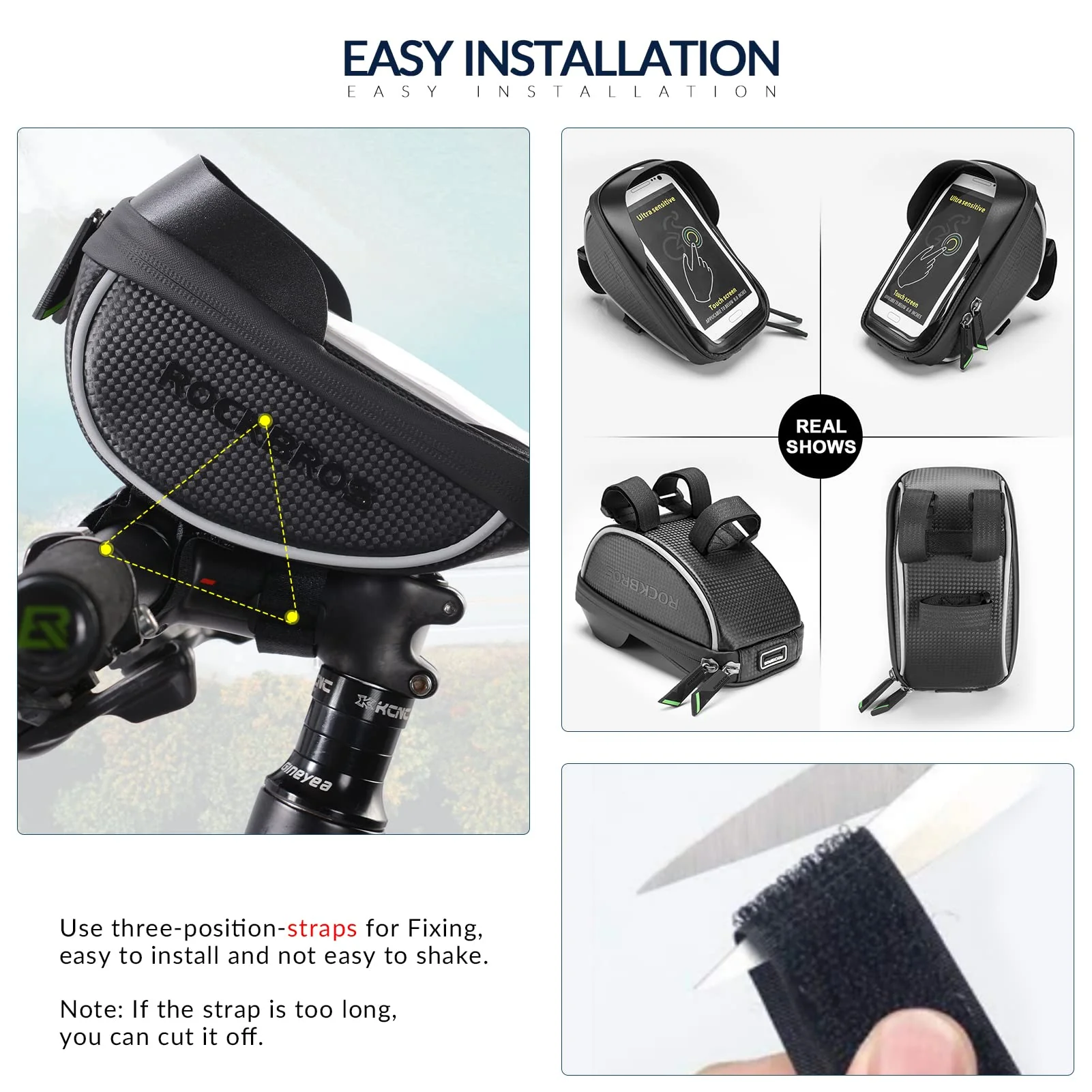 ROCKBROS Bike Front Frame HandlebarWaterproof Bag below 6.5" - Image 4