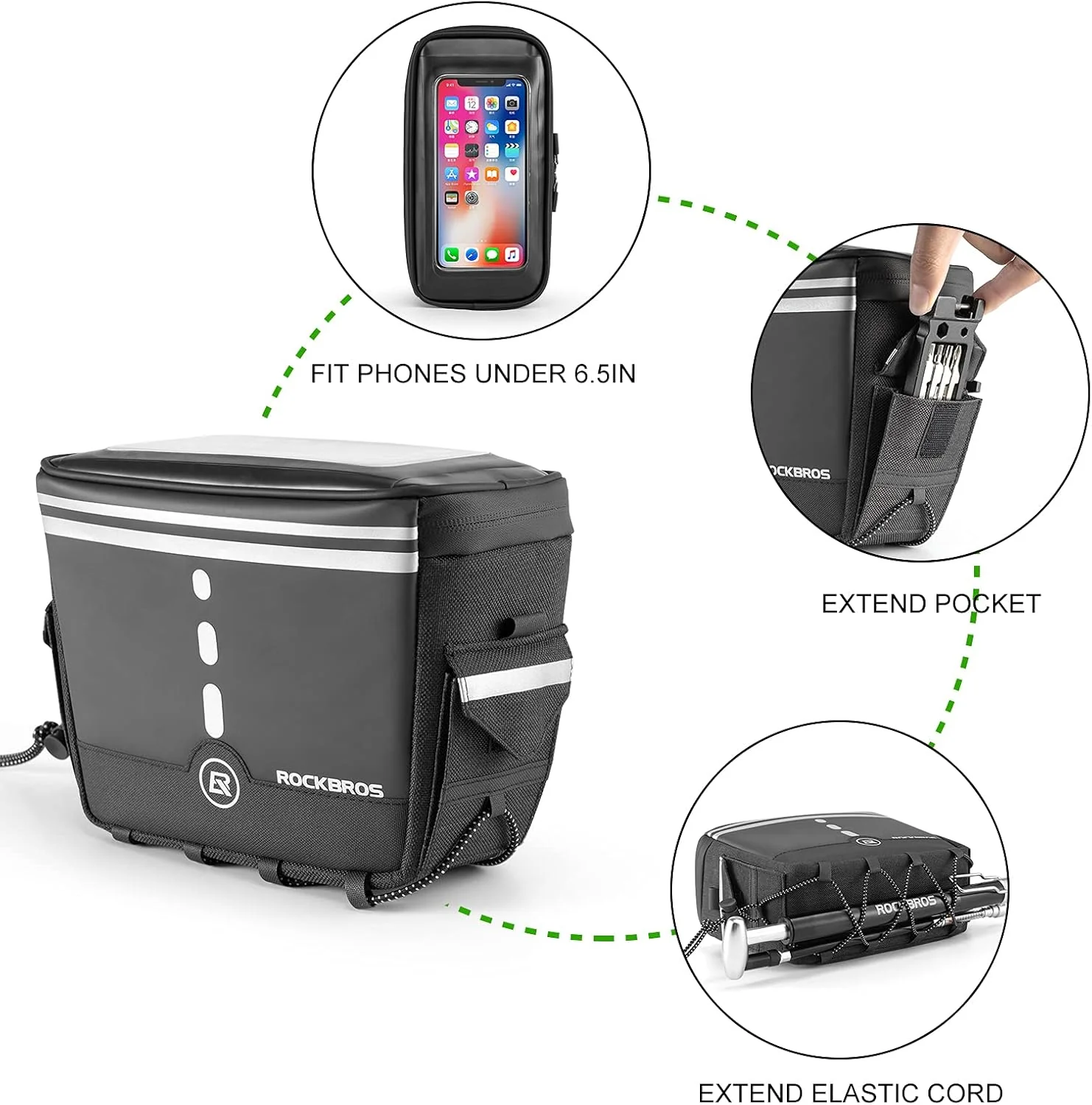 ROCKBROS Bike Handlebar Bag Bicycle Front Storage Bags - Image 5