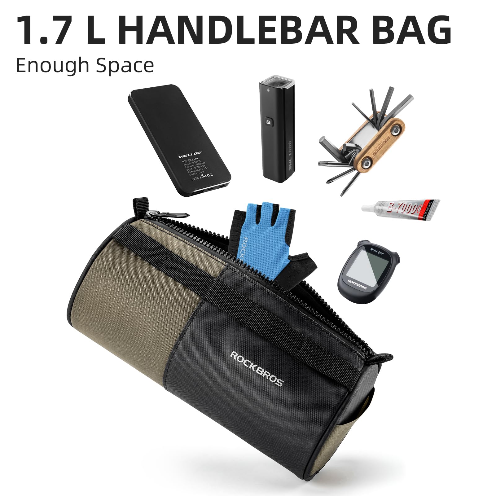 ROCKBROS Bike Handlebar Bag with Shoulder Strap for Road, Mountain Gravel Bikes - Image 3