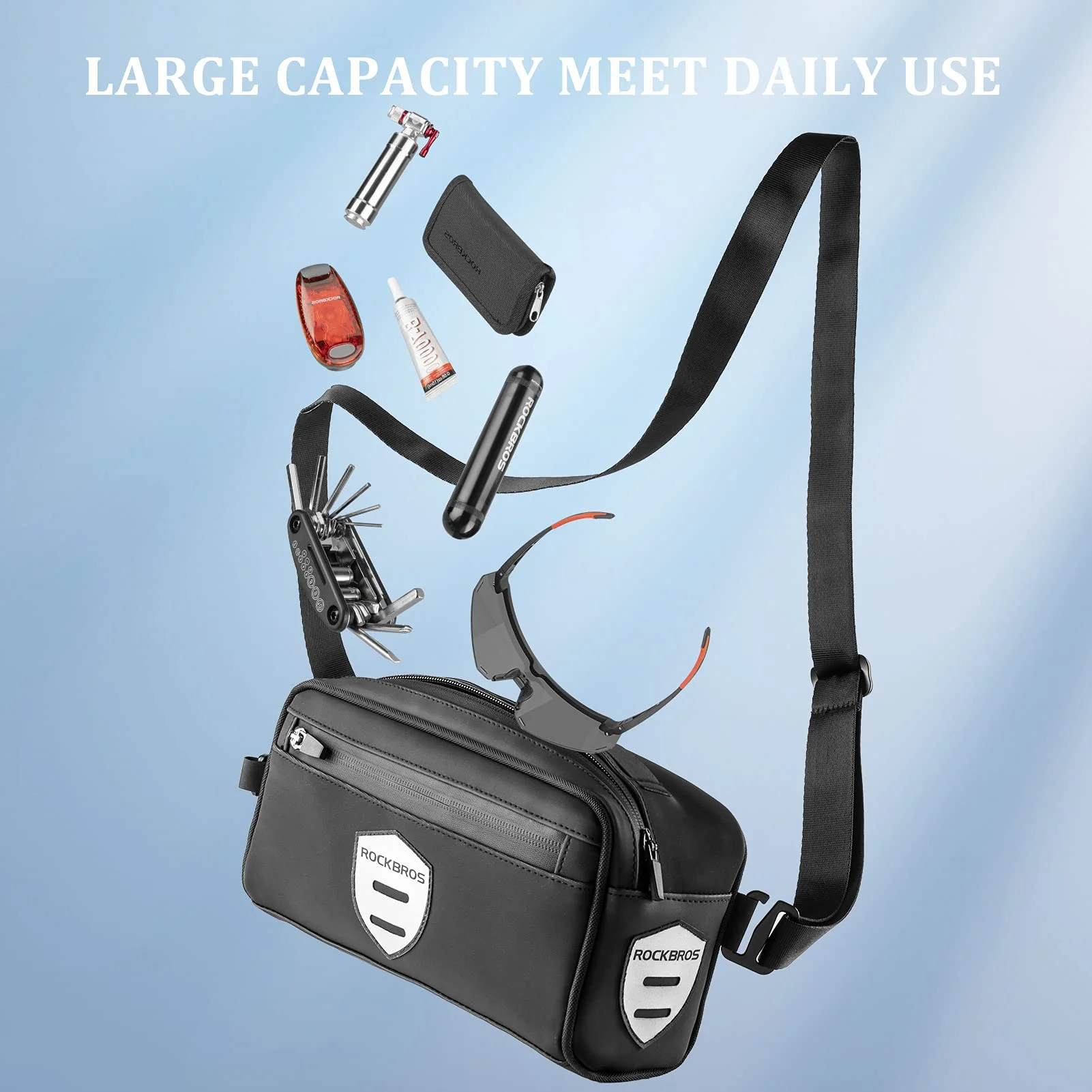 ROCKBROS Bike Handlebar  Front Frame Bag with Removable Shoulder Strap for Cycling - Image 4