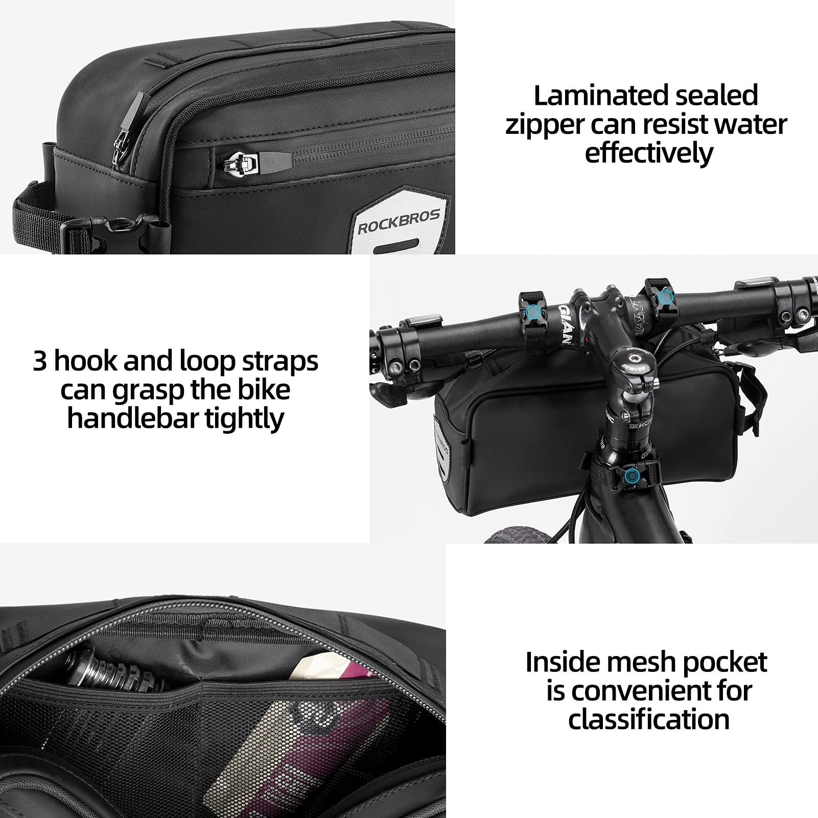 ROCKBROS Bike Handlebar  Front Frame Bag with Removable Shoulder Strap for Cycling - Image 5
