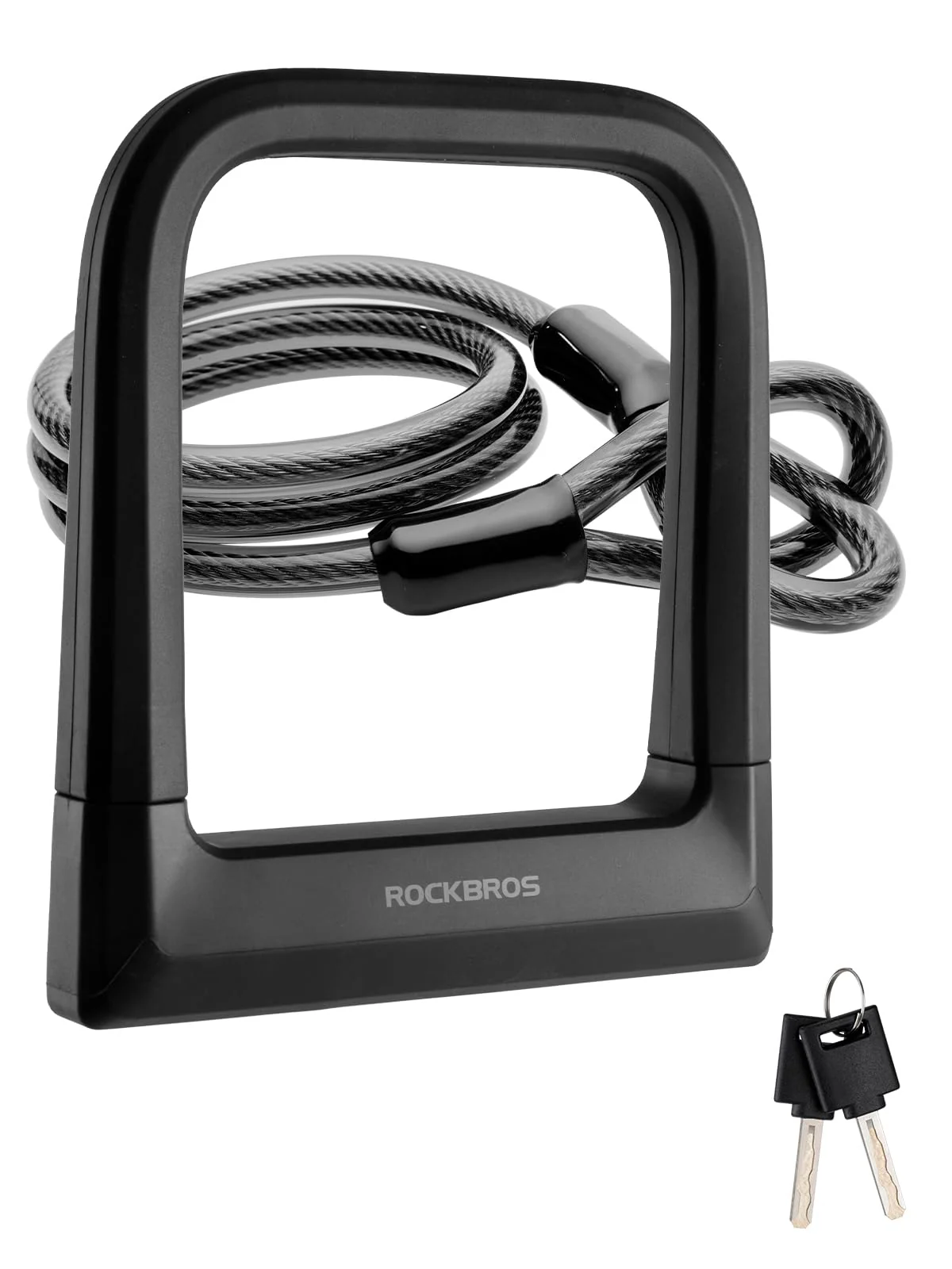 ROCKBROS Bike Lock Set Heavy Duty Bike U Lock with 4 Ft Security Steel Cable - Image 2