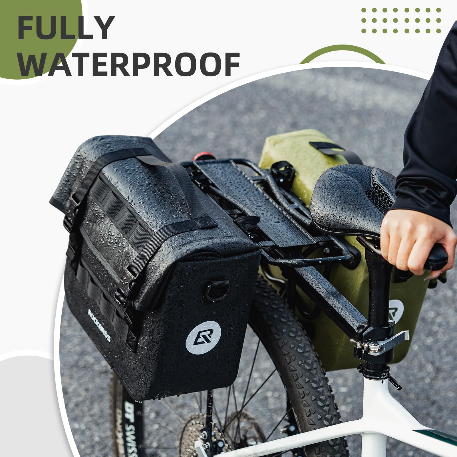 ROCKBROS Bike Panniers 15L Waterproof Bike Rack Bag for Cycling Commuting - Image 3