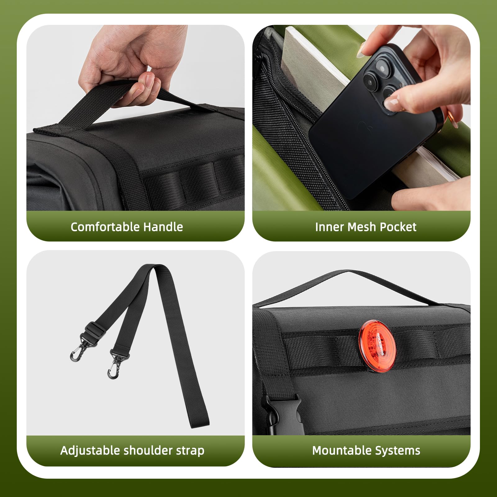 ROCKBROS Bike Panniers 15L Waterproof Bike Rack Bag for Cycling Commuting - Image 7