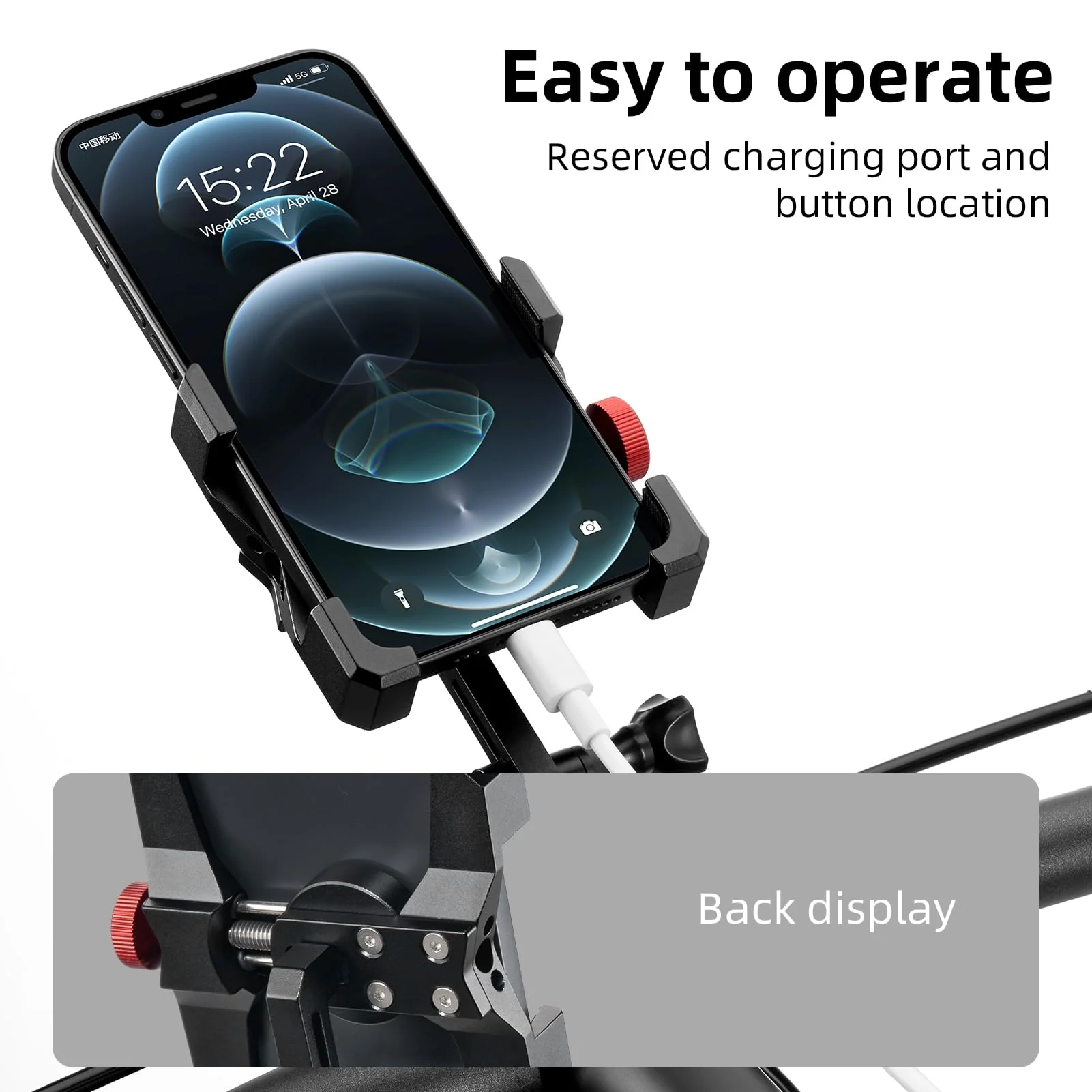 ROCKBROS Bike Phone Holder, Aluminum Handlebar Mount for 4.7-7.1" Phones - Image 5