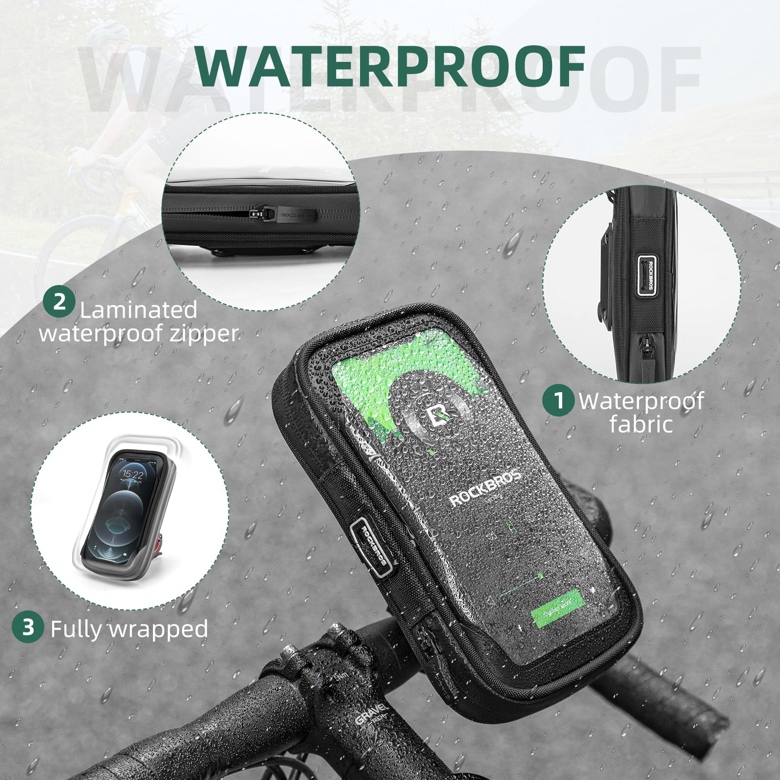ROCKBROS Bike Phone Mount Bag 270°Rotatable Quick Release Bike Phone Holder Handlebar Bag - Image 3