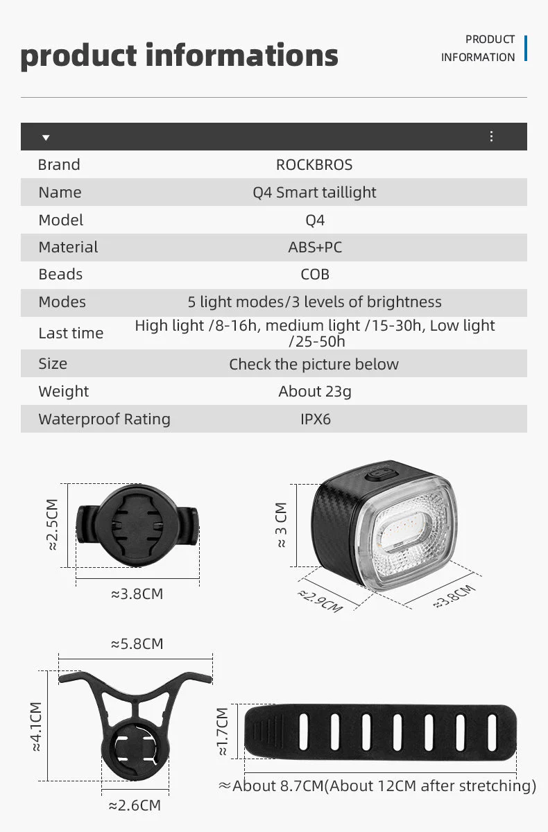 Q4 Tail Light Brake sensor USB with 7 Lighting Colors - Image 9