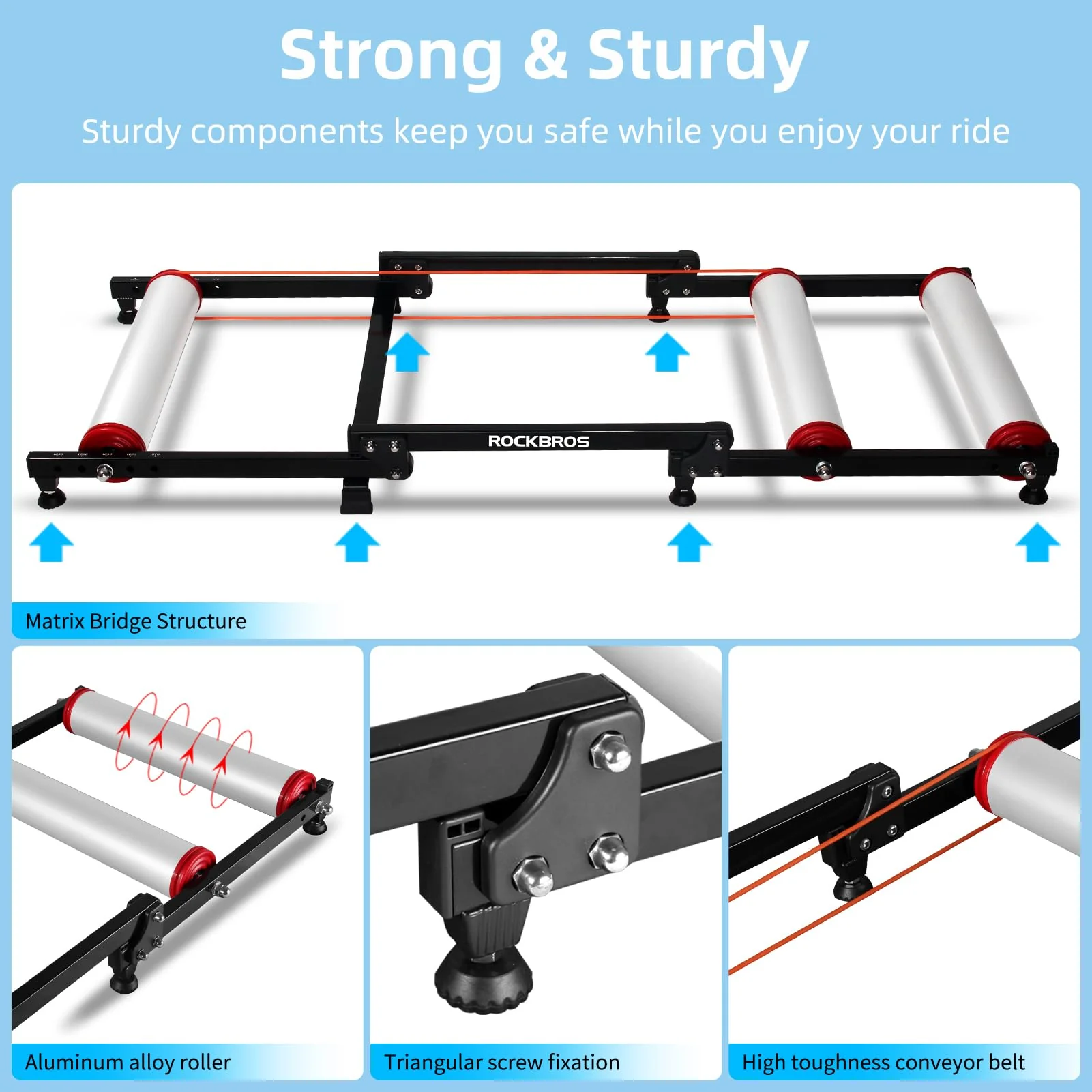 ROCKBROS Bike Rollers Adjustable Bike Trainer  Stand Foldable - Image 3