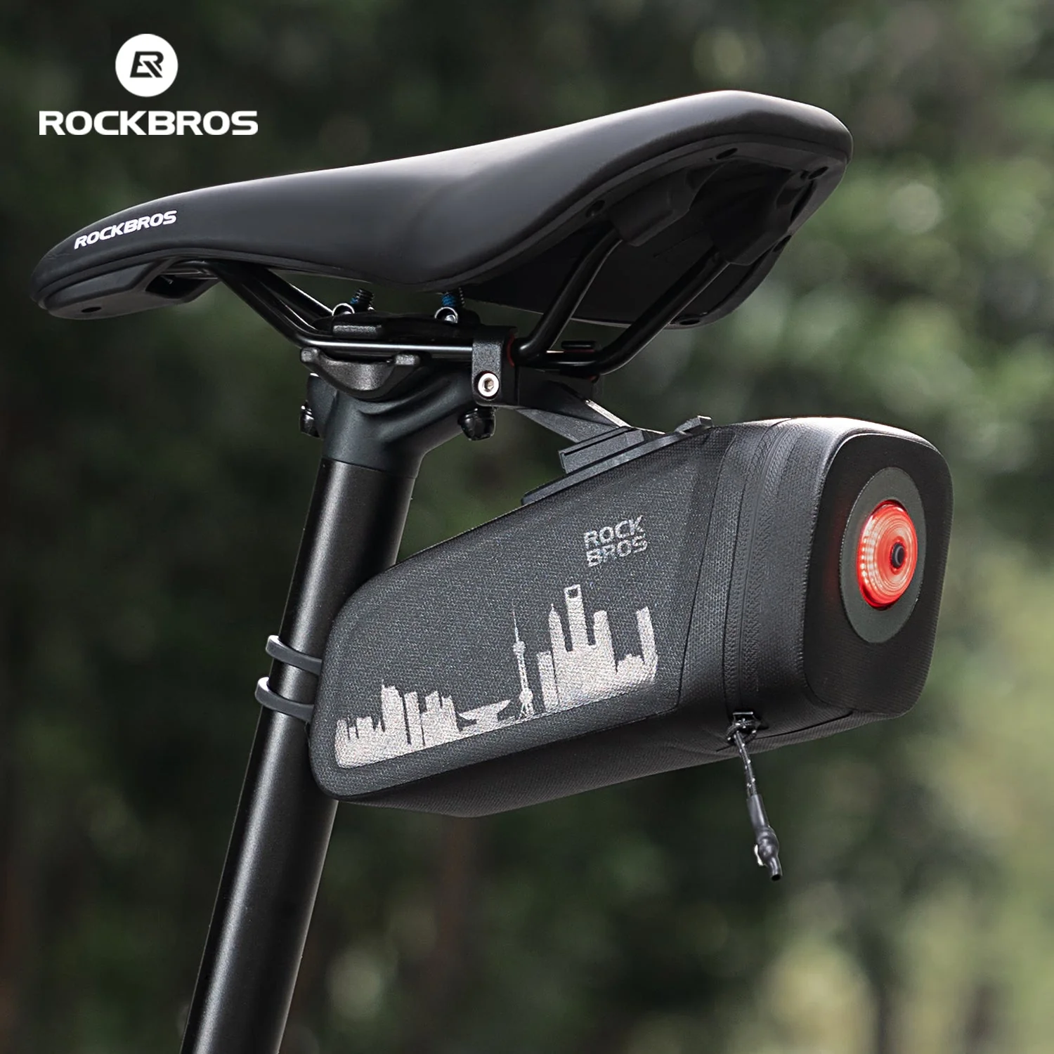 ROCKBROS Bike Saddle Bag Waterproof with Brake Sensor Tail Light - Image 10