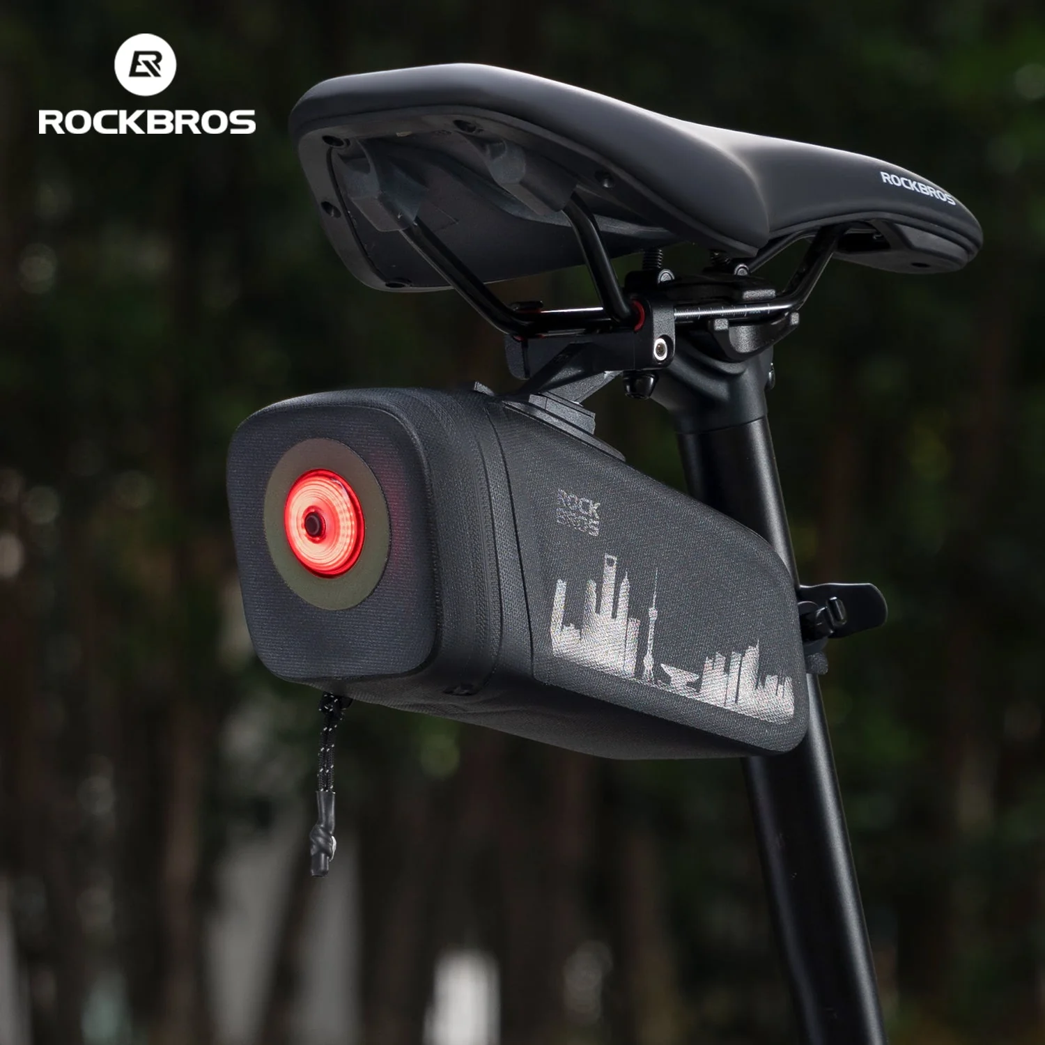 ROCKBROS Bike Saddle Bag Waterproof with Brake Sensor Tail Light - Image 11