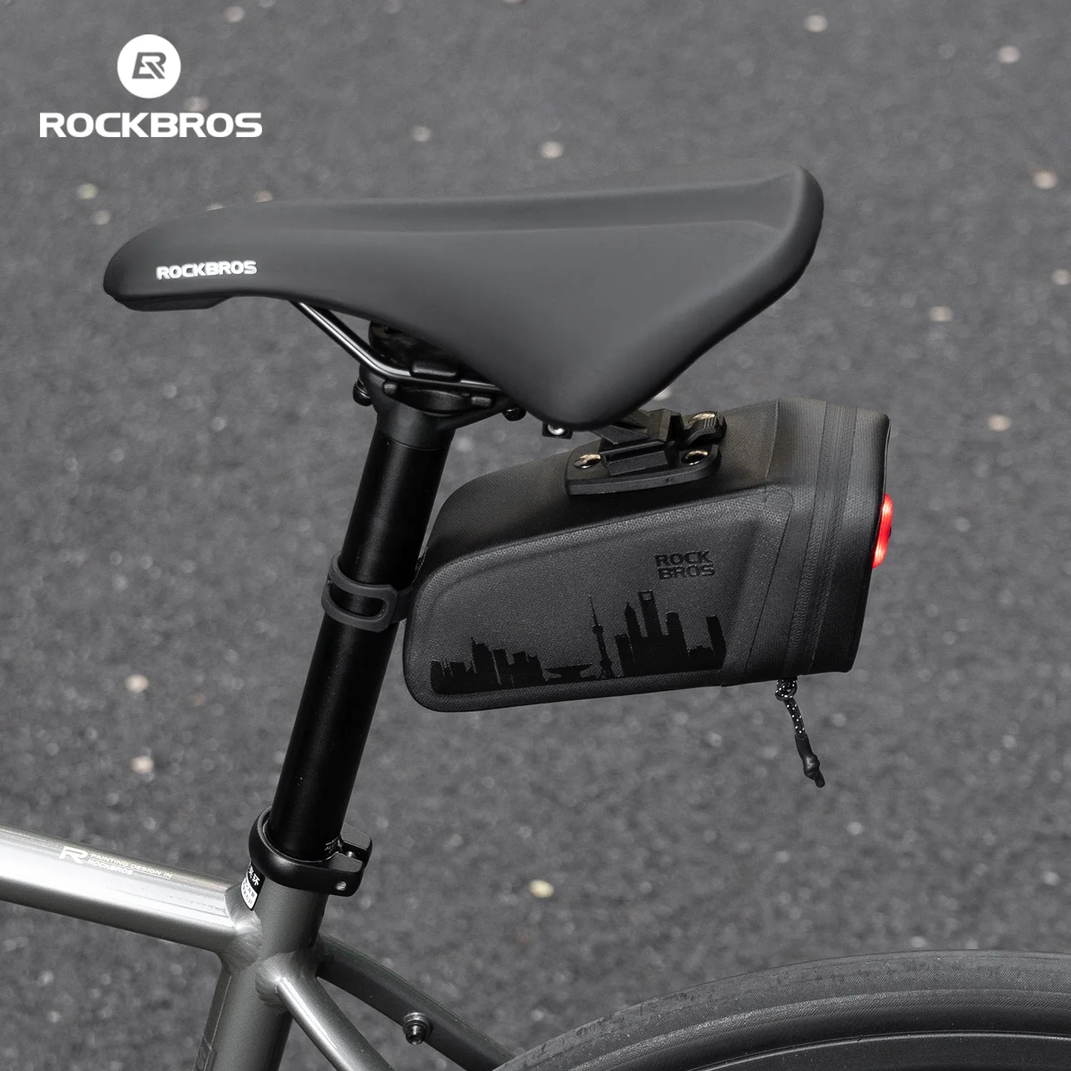 ROCKBROS Bike Saddle Bag Waterproof with Brake Sensor Tail Light - Image 13