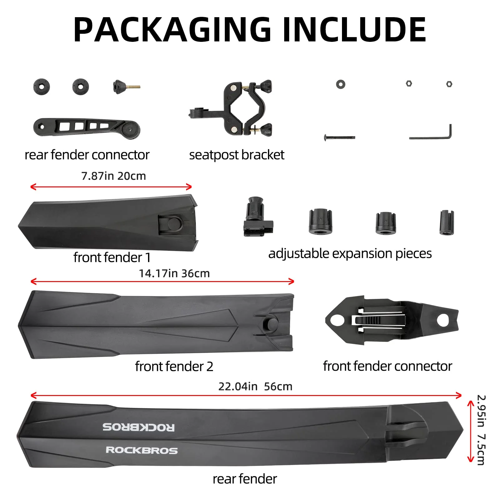 ROCKBROS Adjustable MTB Mud Guards Front & Rear Splash Guard - Image 6