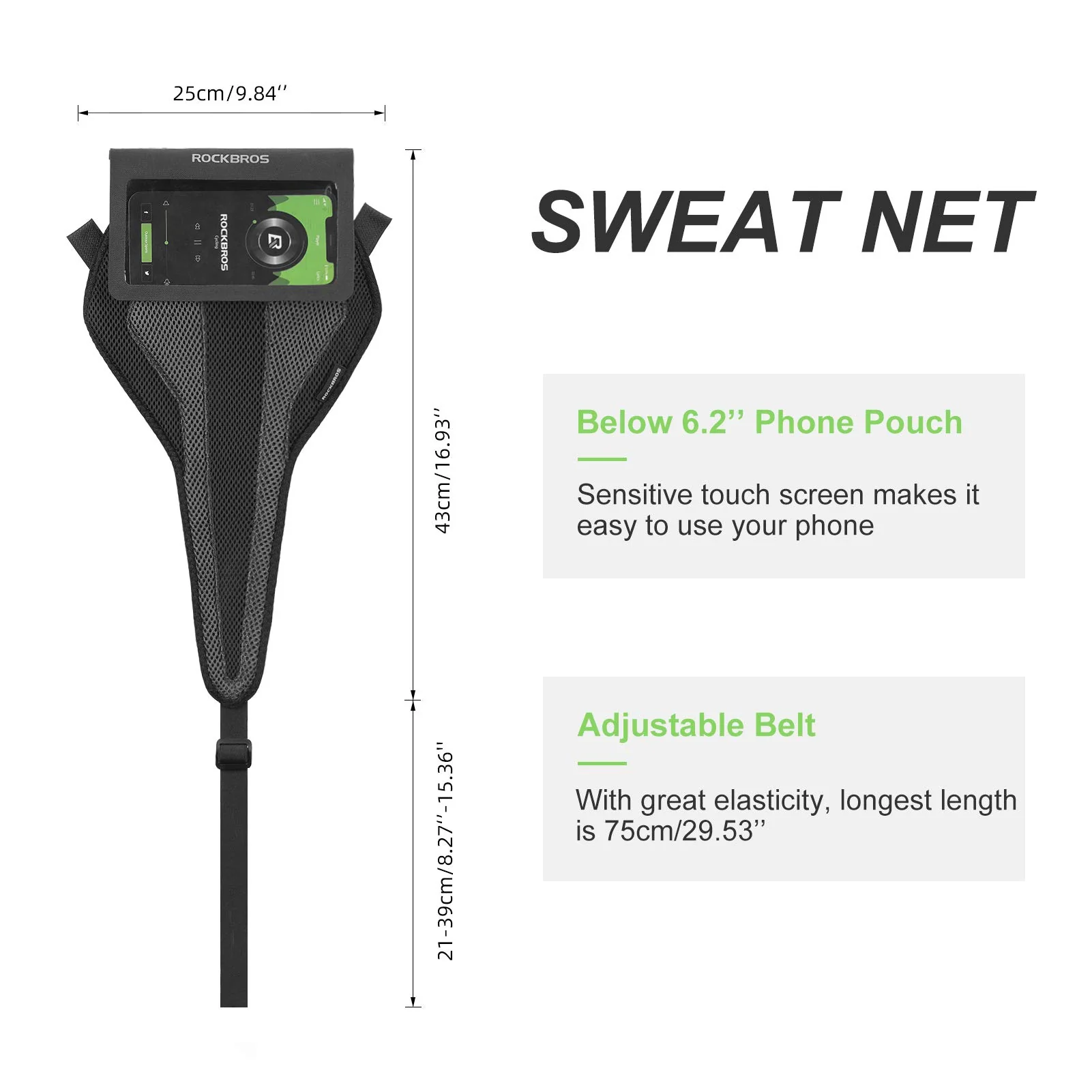 ROCKBROS Bike Sweat Guard Bicycle Trainer Sweat Net with Phone Pouch below 6.2’’ - Image 4