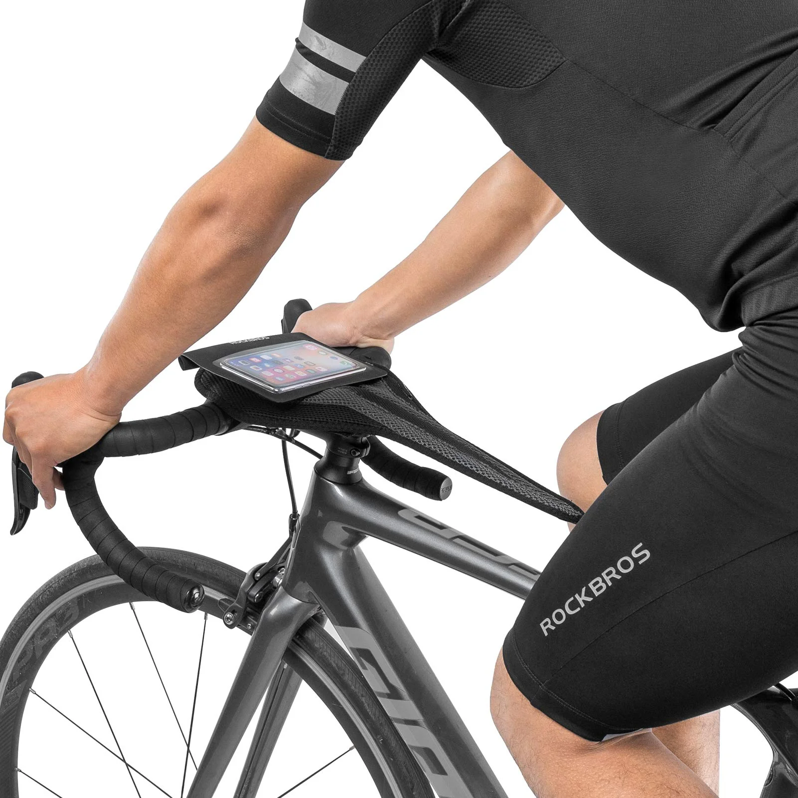ROCKBROS Bike Sweat Guard Bicycle Trainer Sweat Net with Phone Pouch below 6.2’’ - Image 7