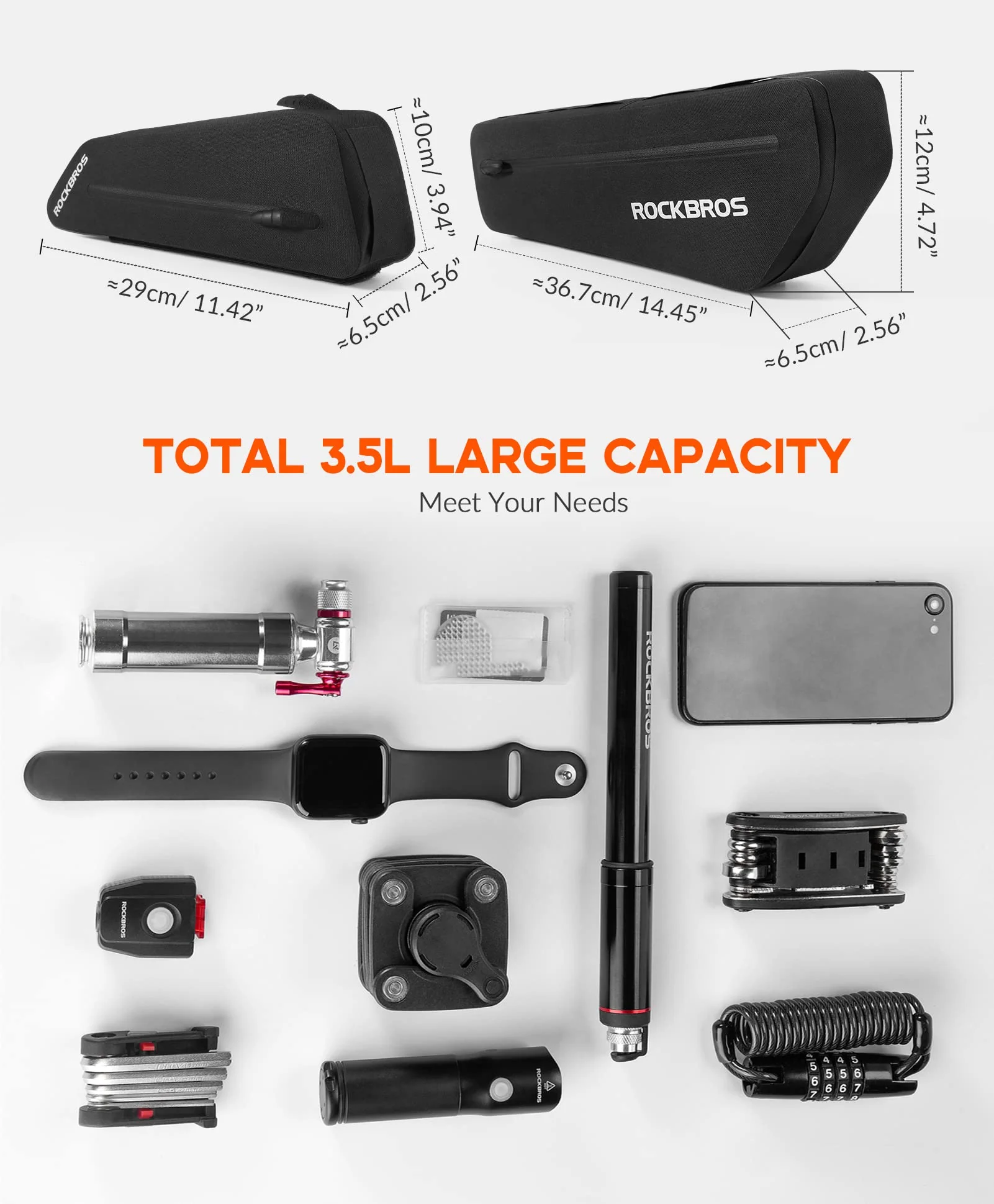 ROCKBROS Bike Top Tube Bag Bike Frame Bag For Super 73Waterproof  2 pieces combi - Image 3