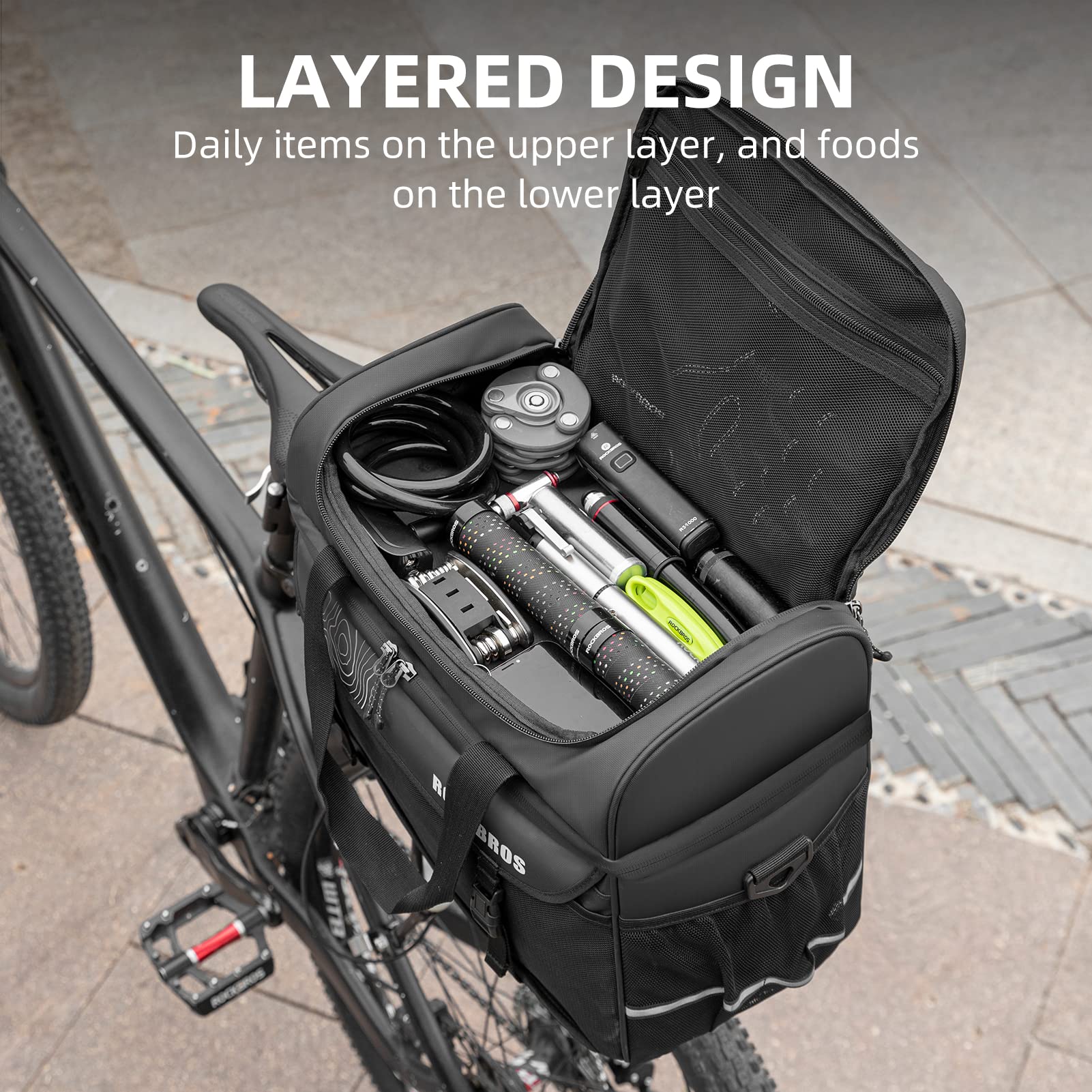 ROCKBROS Bike Trunk Cooler Bag Bicycle Rack Rear Seat Carrier Insulated Panniers 11L - Image 6