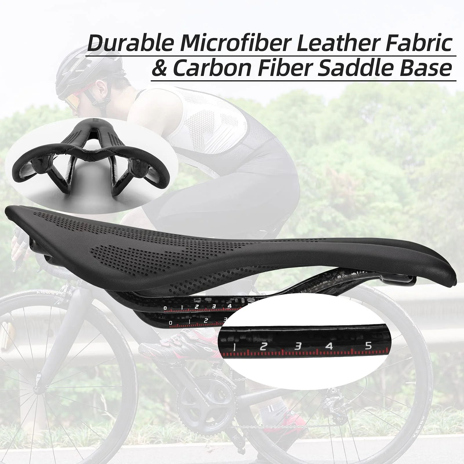 ROCKBROS Carbon Fiber Bike Saddle Lightweight Shock-Absorbing Comfort for Men Women" - Image 3
