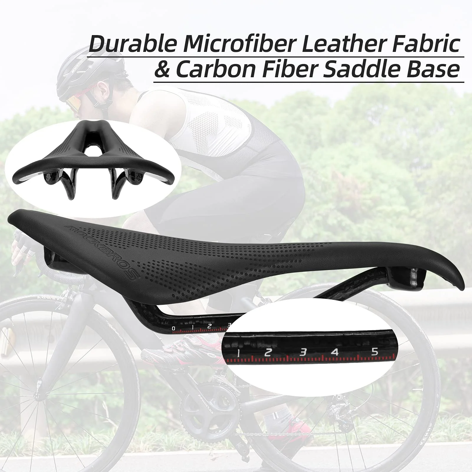 ROCKBROS Carbon Fiber Bike Saddle Lightweight Shock-Absorbing Comfort for Men Women" - Image 9