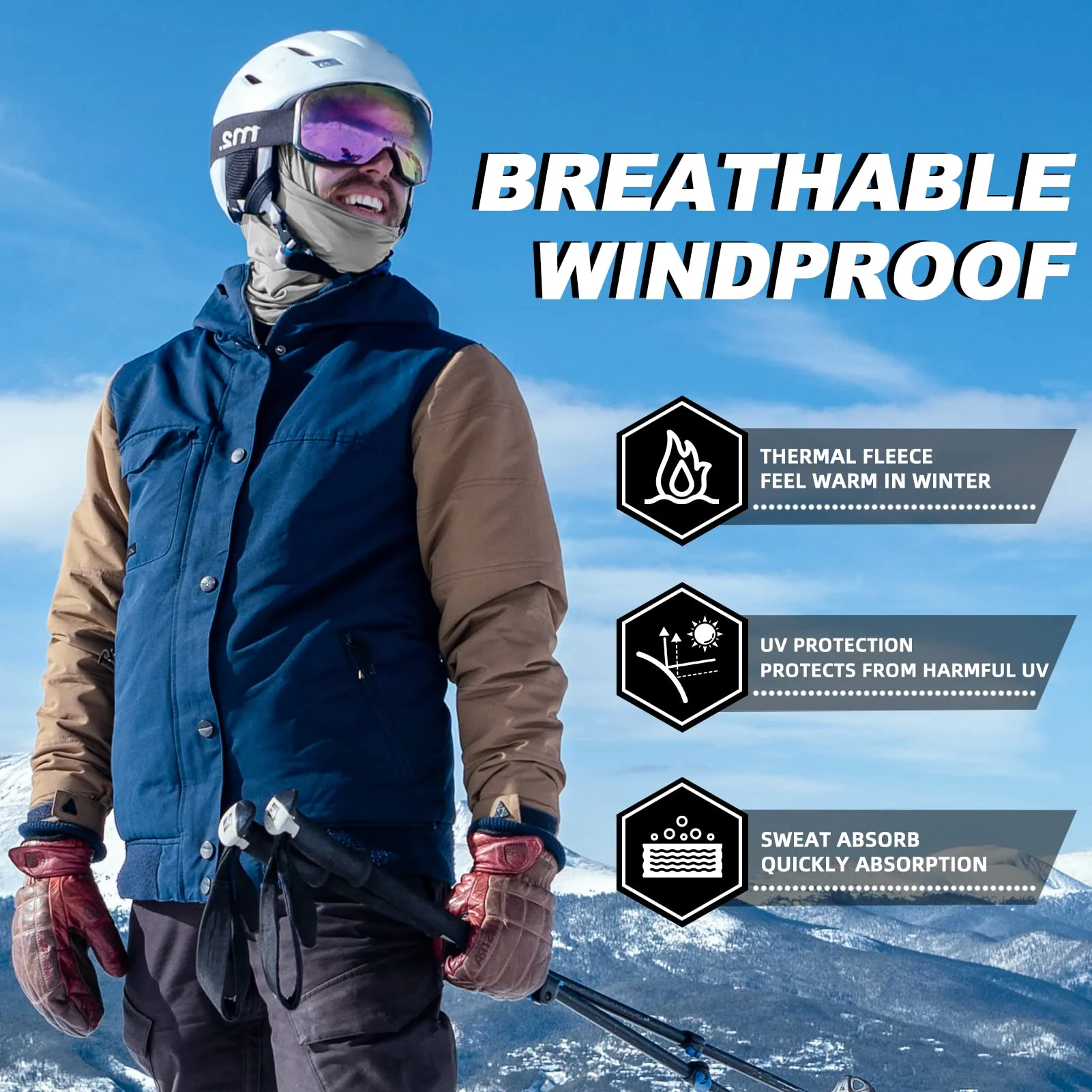 ROCKBROS Cold Weather Windproof Thermal Winter Balaclava Ski Mask Neck Warmer Hood - Image 104