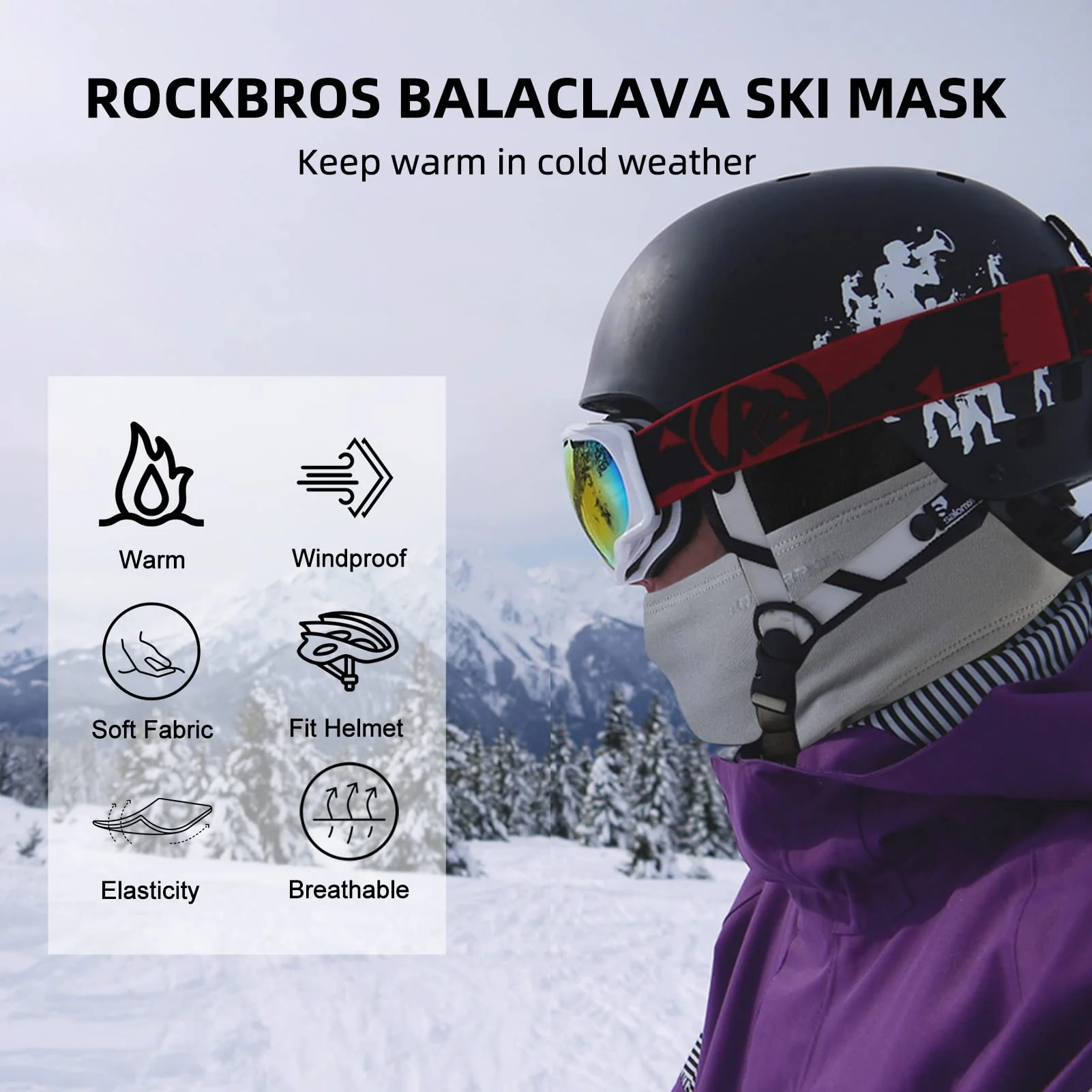ROCKBROS Cold Weather Windproof Thermal Winter Balaclava Ski Mask Neck Warmer Hood - Image 105