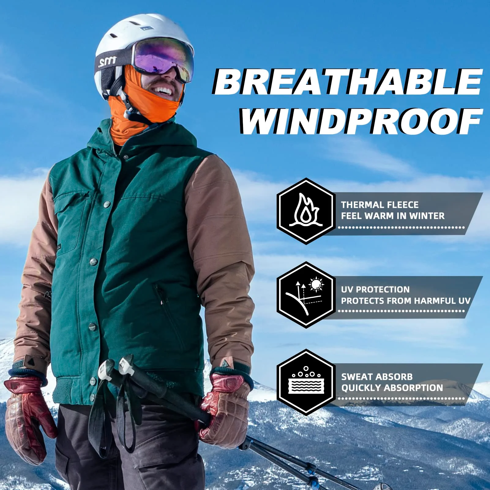ROCKBROS Cold Weather Windproof Thermal Winter Balaclava Ski Mask Neck Warmer Hood - Image 108