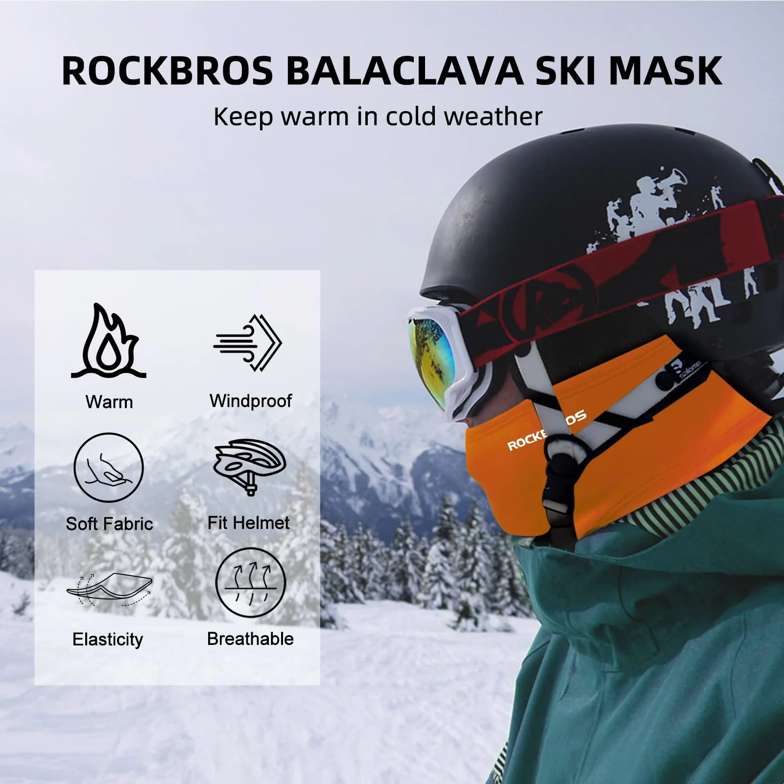 ROCKBROS Cold Weather Windproof Thermal Winter Balaclava Ski Mask Neck Warmer Hood - Image 109