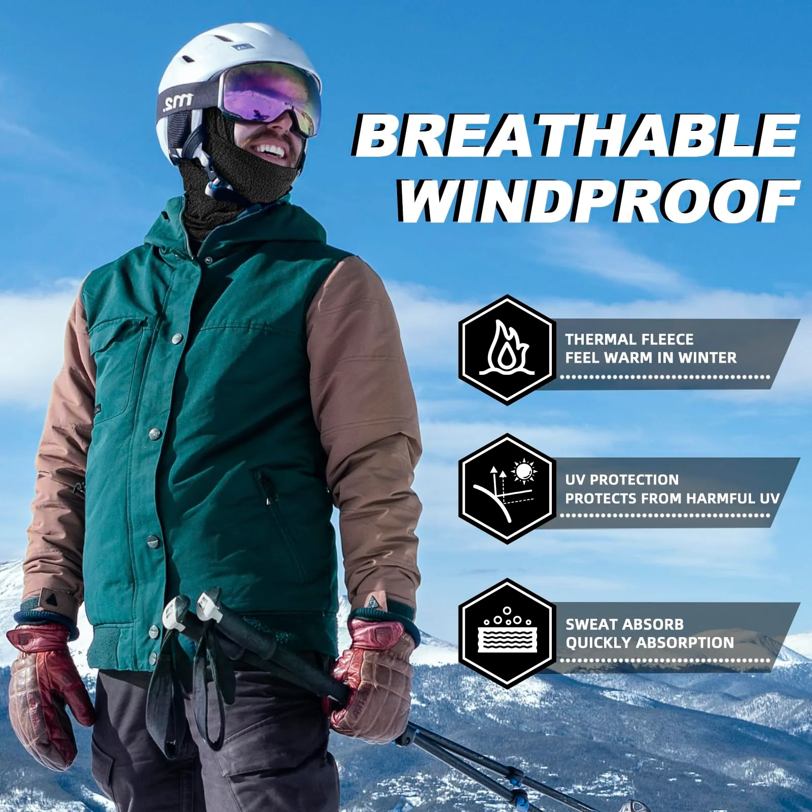 ROCKBROS Cold Weather Windproof Thermal Winter Balaclava Ski Mask Neck Warmer Hood - Image 113